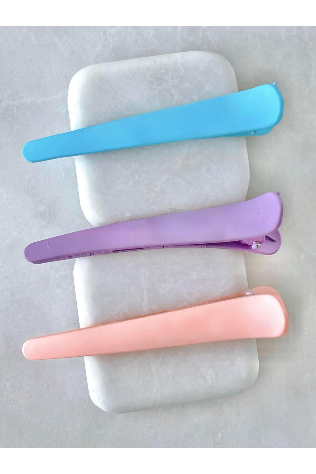 Seda Bijuteri Üçlü Pastel Renkli Yumuşak Pens Toka Renkli