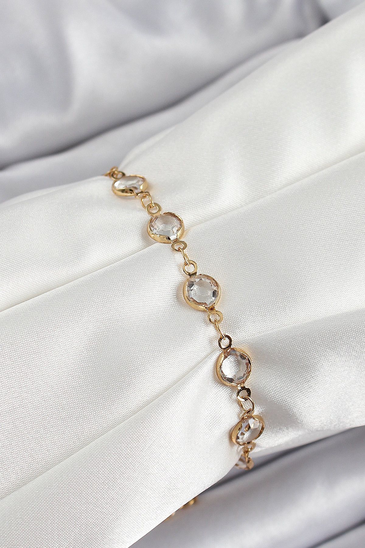 STİLLOVE Pirinç Gold Renk Zirkon Taşlı Kadın Bileklik SL12205