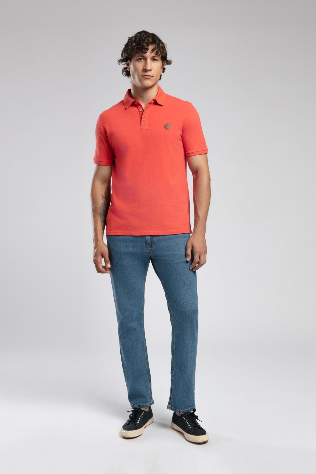 Lee Cooper Mules Erkek %100 Pamuk Polo Yaka T-Shirt Mercan
