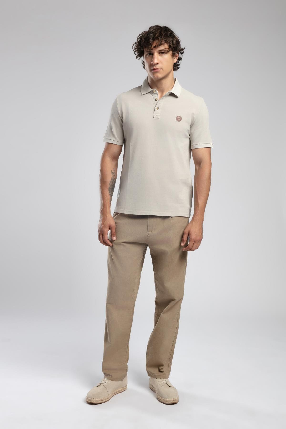 Lee Cooper Mules Erkek %100 Pamuk Polo Yaka T-Shirt Bej