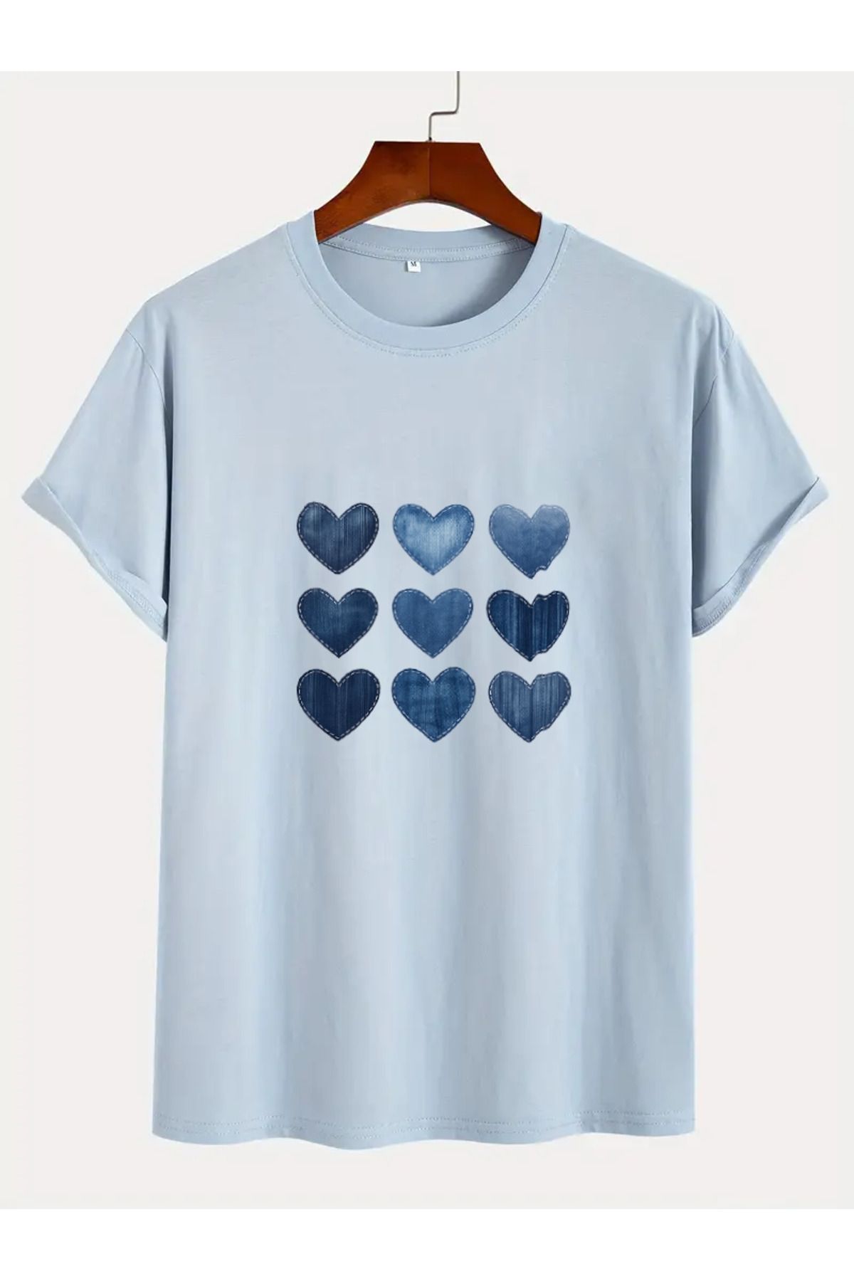 uyguntarz Unisex Jean Desenli Kalp Tasarım Basklı Tshirt