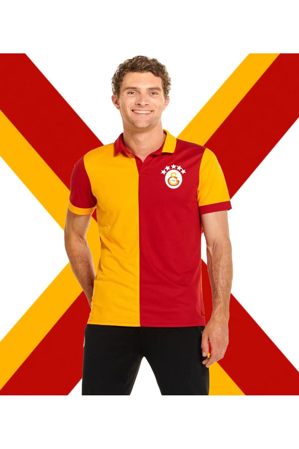 Galatasaray Lisanslı 5 Yıldız Polo Yaka Forma T-Shirt