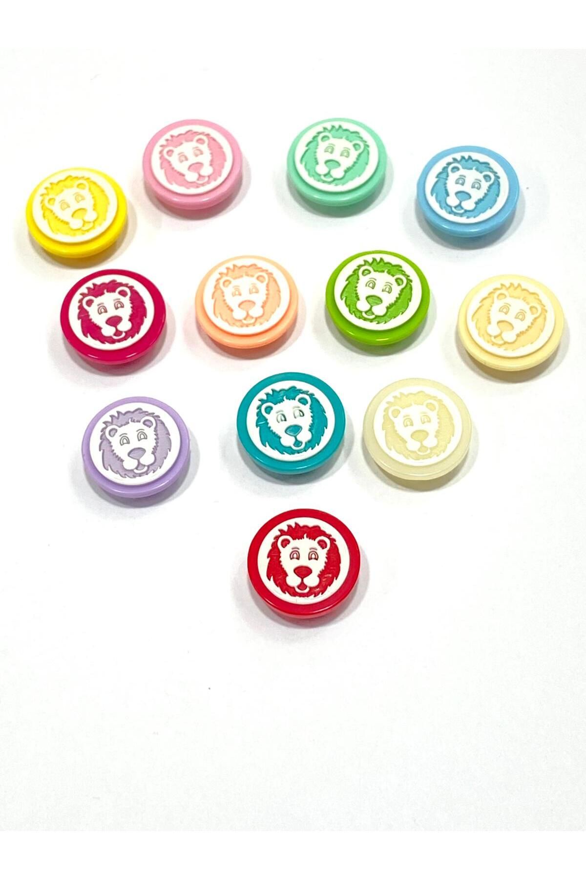 karantuhafiye-Baby Button / Lion Face Model / 10 Pieces Fuchsia 1