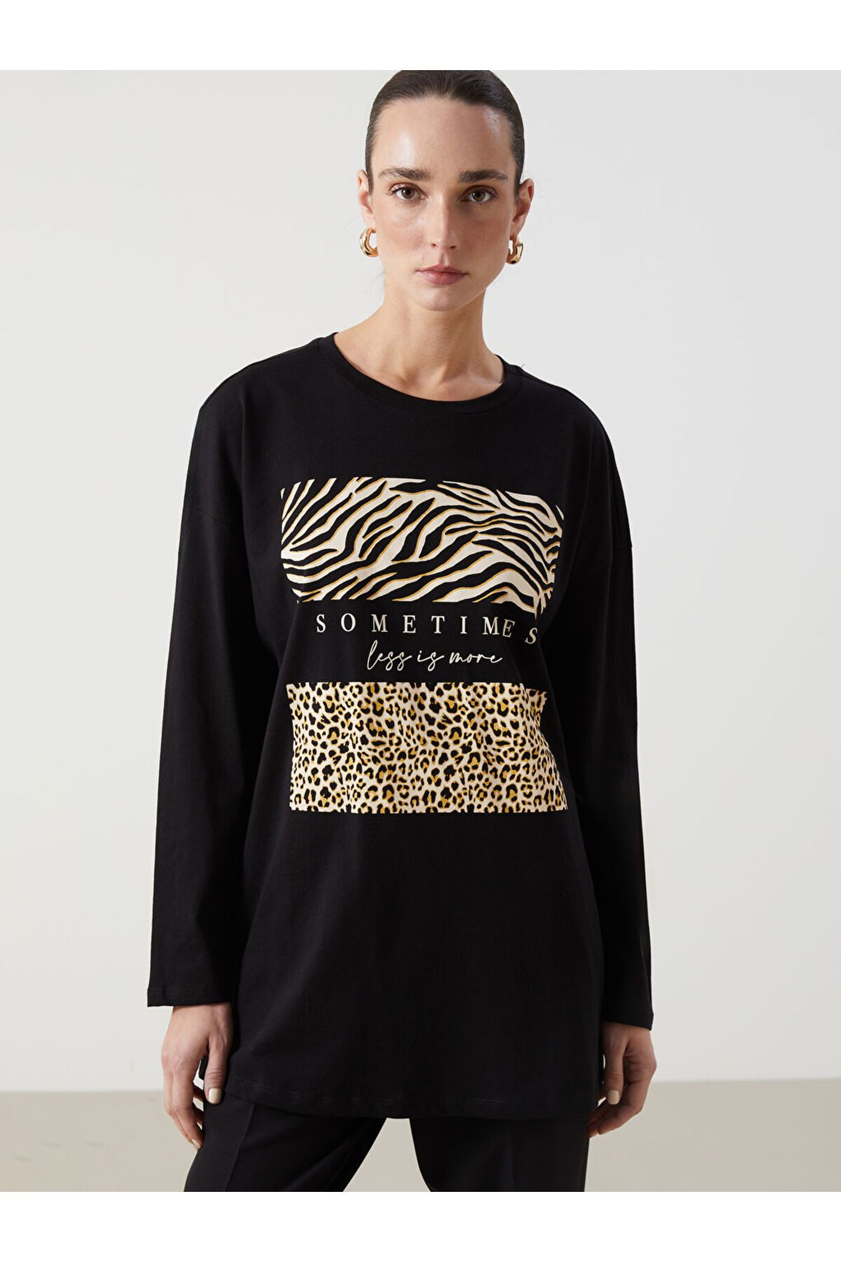 LC Waikiki Yeni Sezon Bisiklet Yaka Leopar Desenli Kadin Tunik - S5JG53Z8