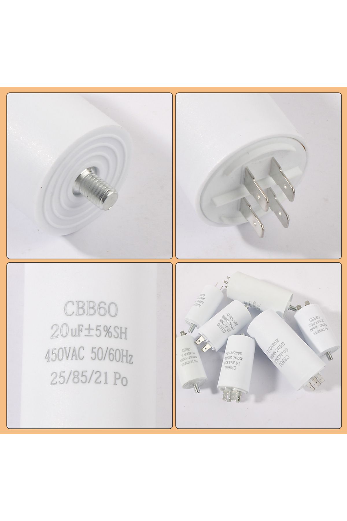 Choice-60uf Cbb60 Starting Capacitor 450v Double Insert Electric Replacement Motor Run Capacitors With Scre 3