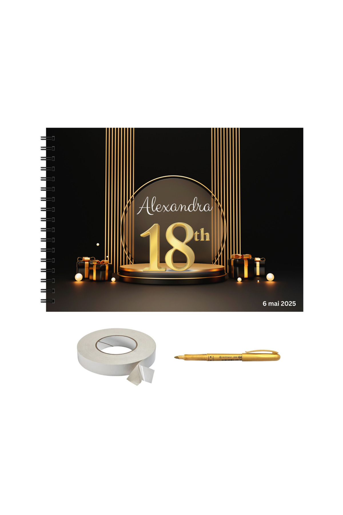 OEM Set Album Foto / Guestbook Aniversare Sau Majorat, Model 1, A4 Landscape, 3 Piese - One Size