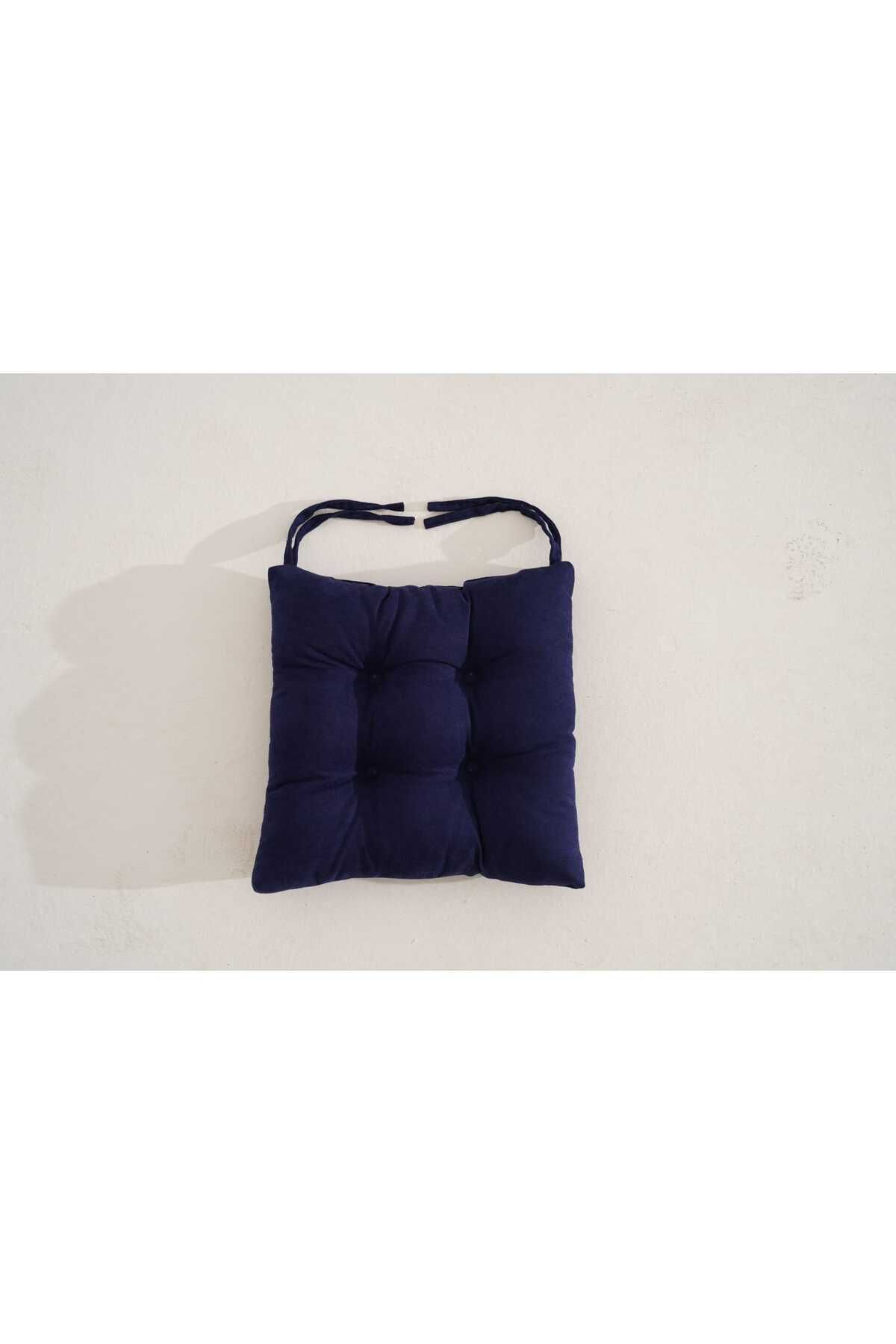 UYKUPEREST Pastello Sandalye Minderi –Gece Mavisi – Kadife Dokulu, Bağcıklı, Yıkanabilir – 40x40