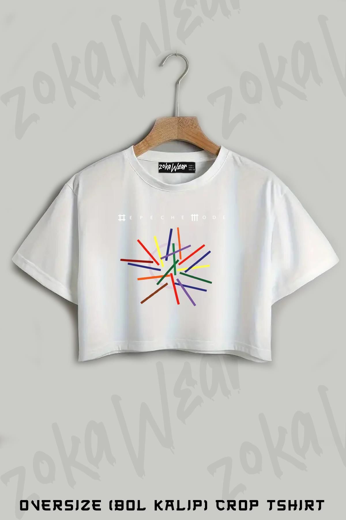 ZOKAWEAR Universe Depeche Mode Baskılı Oversize Crop T-Shirt