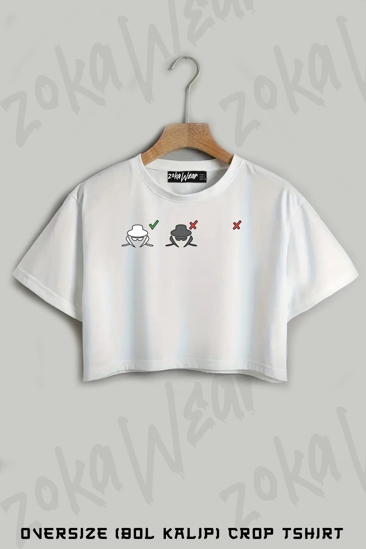 ZOKAWEAR Hacker Baskılı Oversize Crop T-Shirt