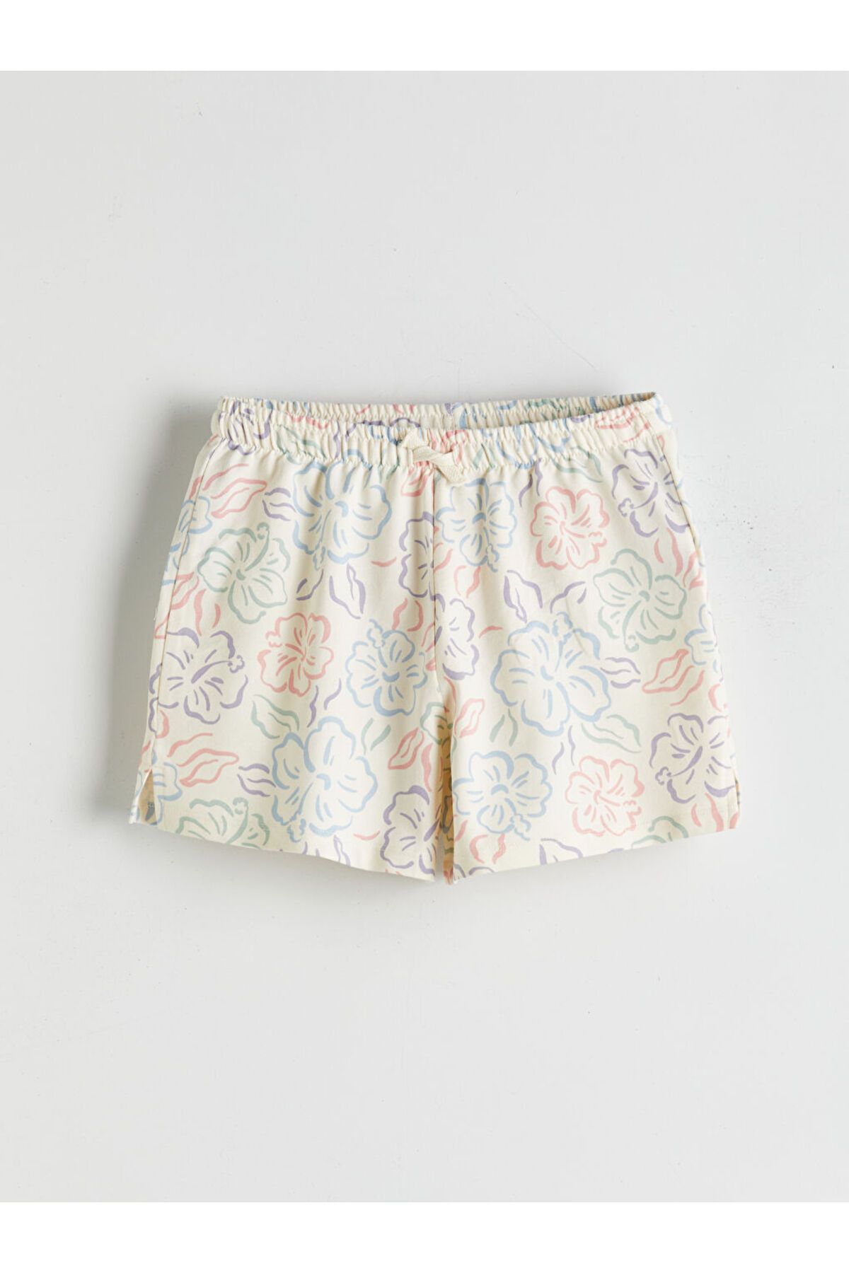 LC Waikiki-Sparkling Selections from Shining Store |   Ecru Girl's Shorts with Elastic Waist 1