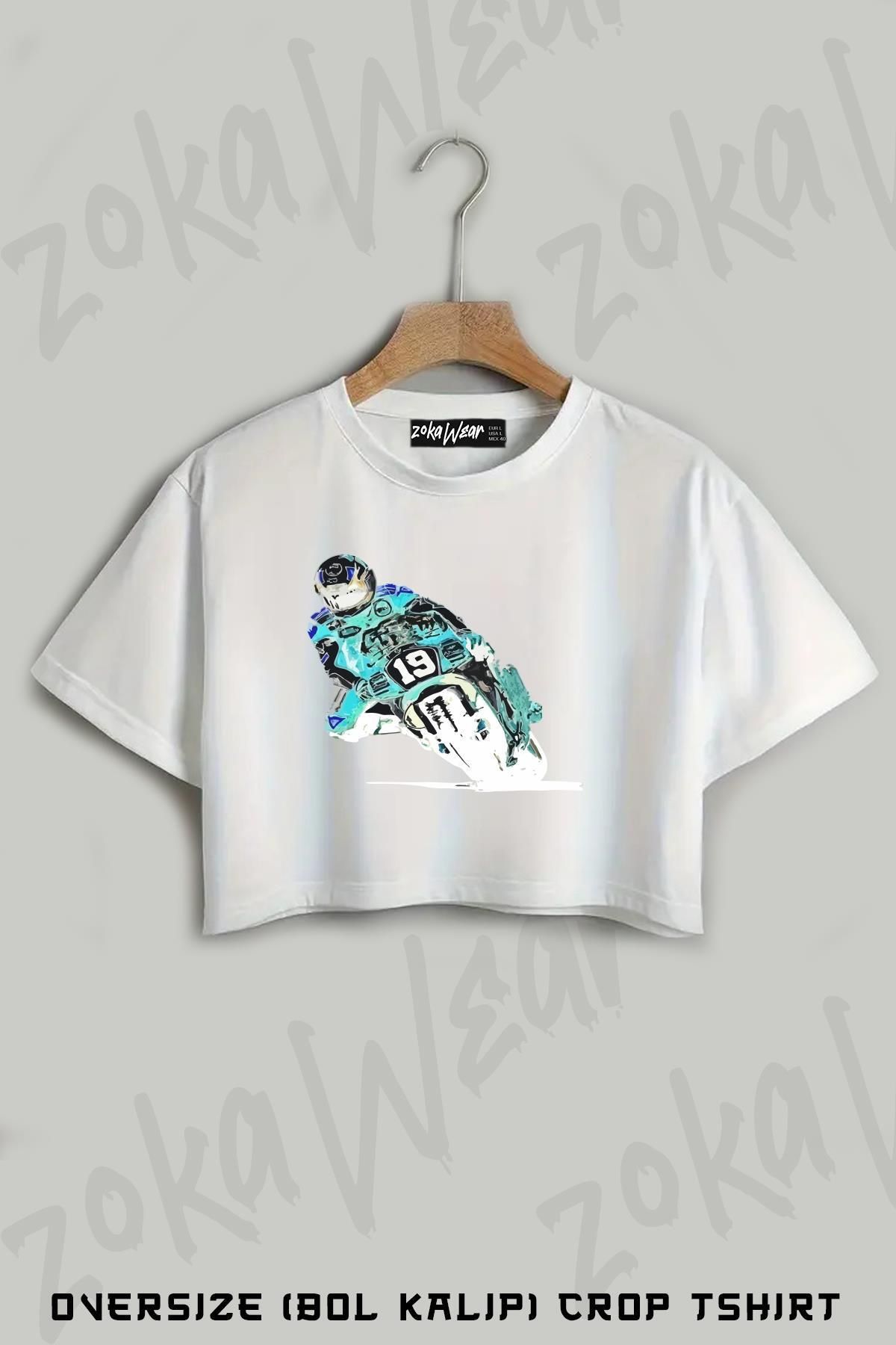ZOKAWEAR Motor Sporları Motor Sports 2 Baskılı Oversize Crop T-Shirt