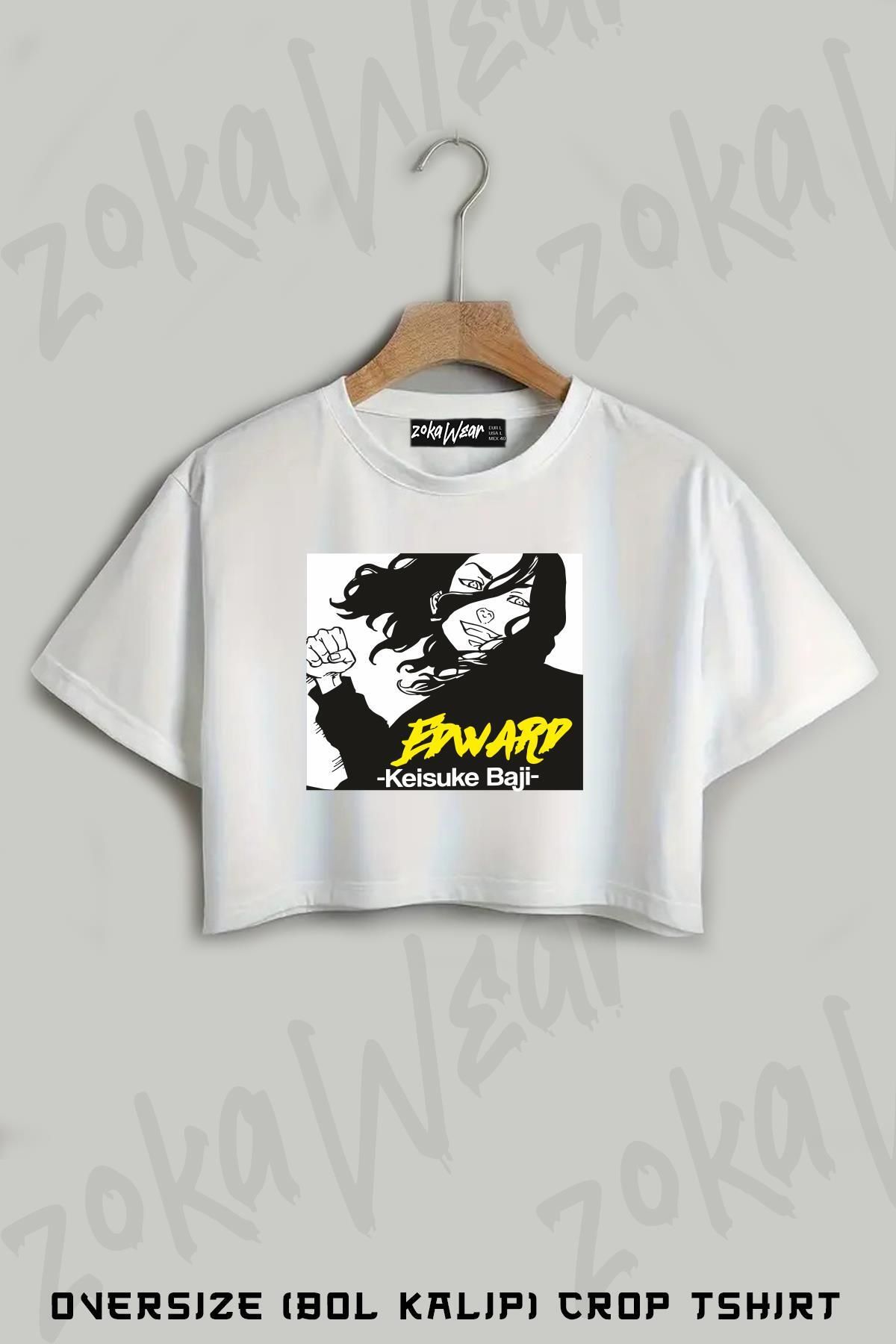 ZOKAWEAR Tokyo Revengers Keisuke Baji Baskılı Oversize Crop T-Shirt