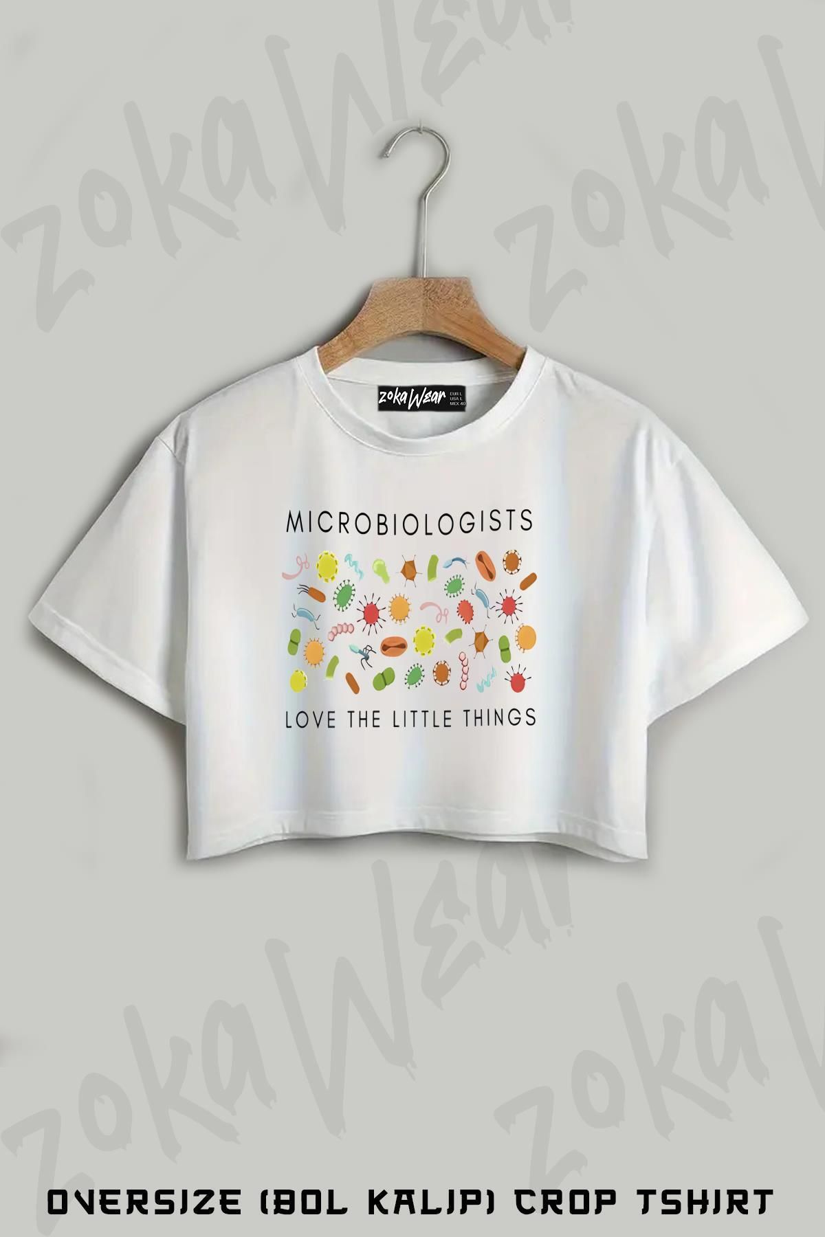 ZOKAWEAR Mikrobiyolog Baskılı Oversize Crop T-Shirt
