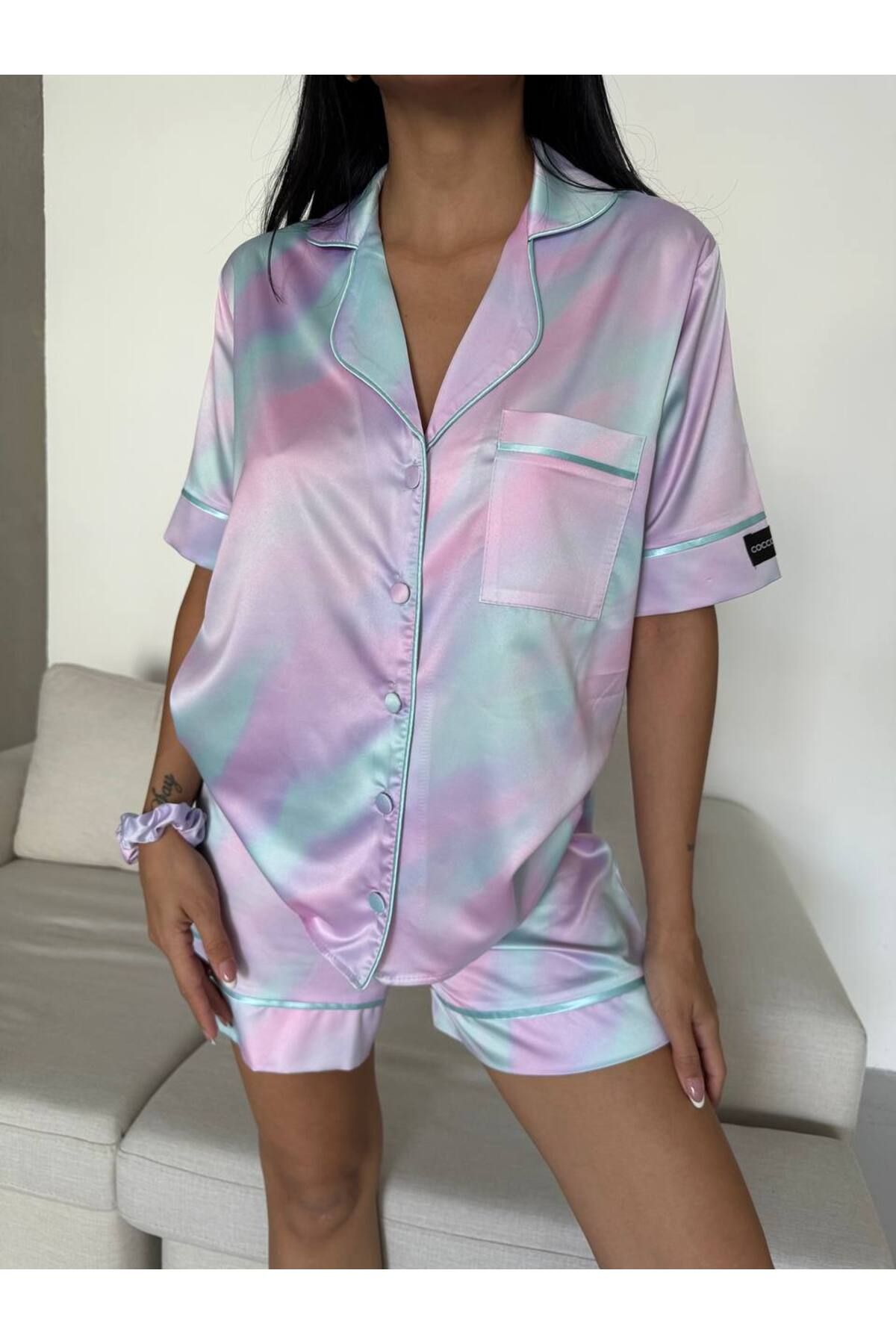 Gamze Day's Lingerie Saten Kısa Pijama Takımı