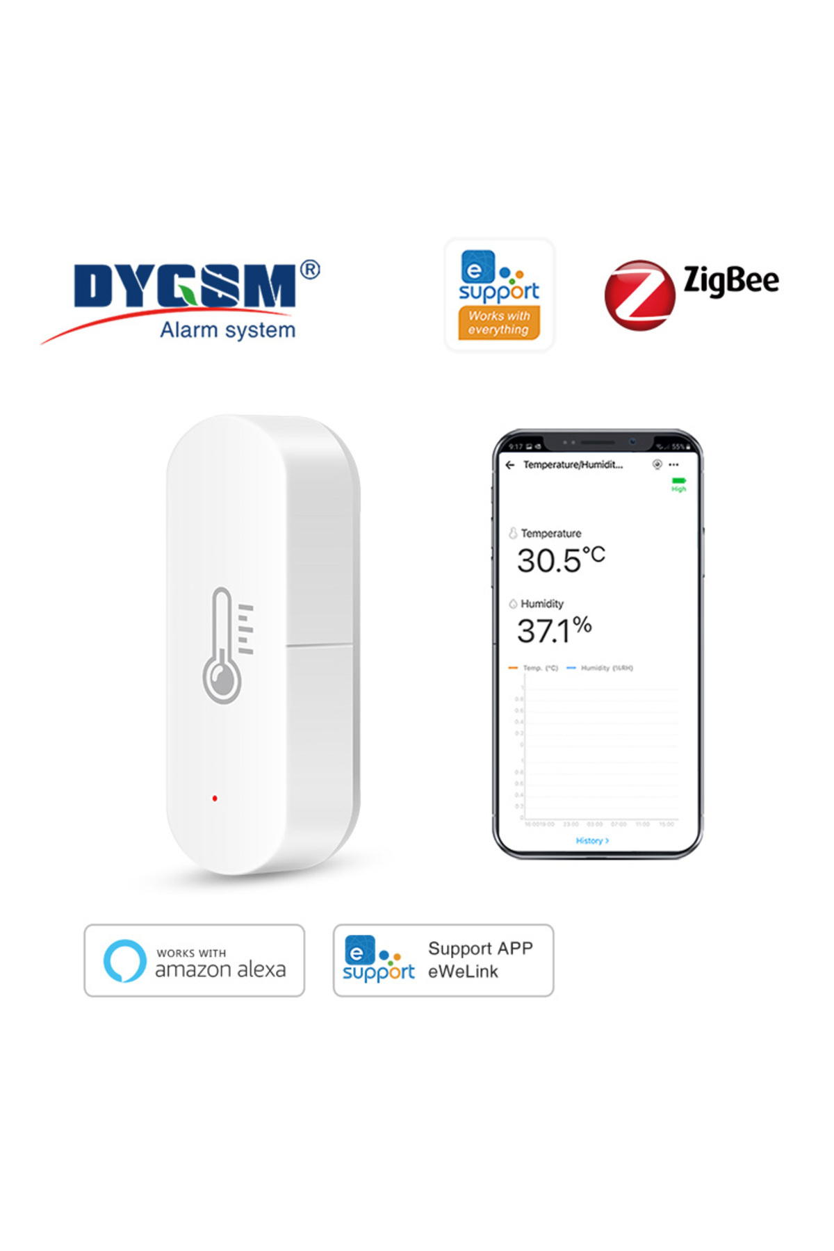 Choice1-4PCS Ewelink ZigBee Smart Temperature Humidity Sensor Battery Powered APP Control Thermometer Hygrom 1