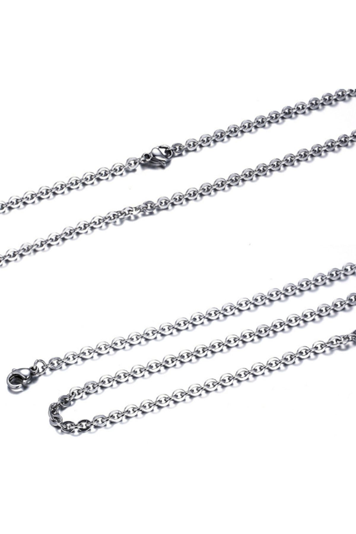 JEWELRY Gri 60 Cm. 3 Mm. Kolye Zinciri Erkek Çelik Zincir Df32