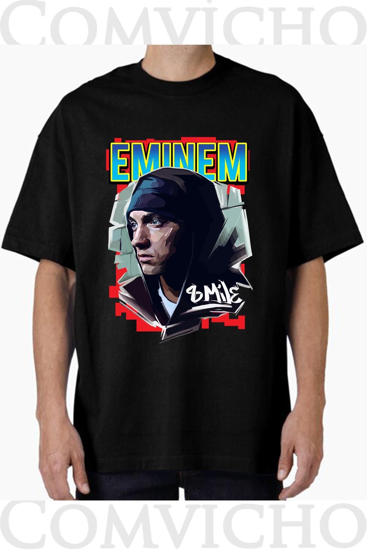 COMVİCHO Unisex emınem v6 Tasarım Baskılı Oversize Tişört
