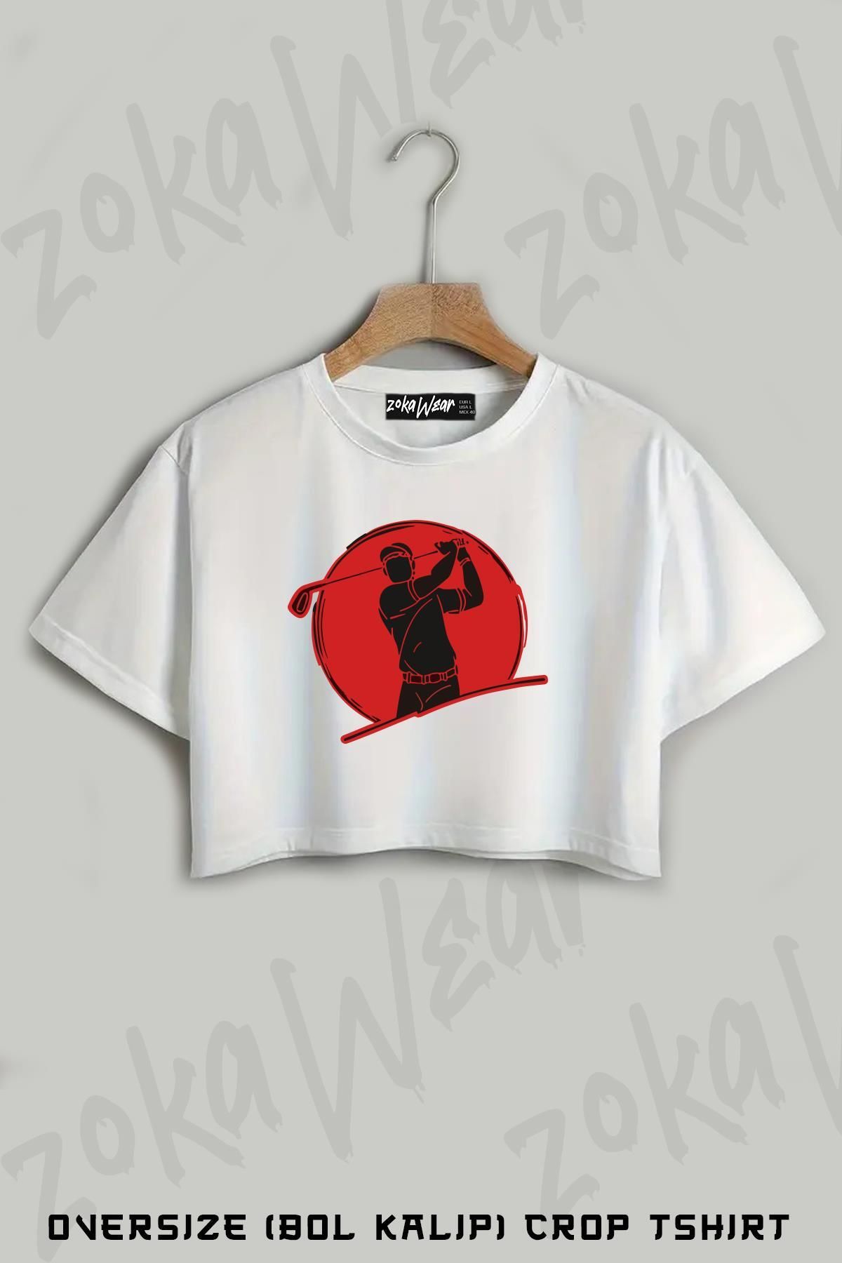 ZOKAWEAR Beyzbol Baskılı Oversize Crop T-Shirt
