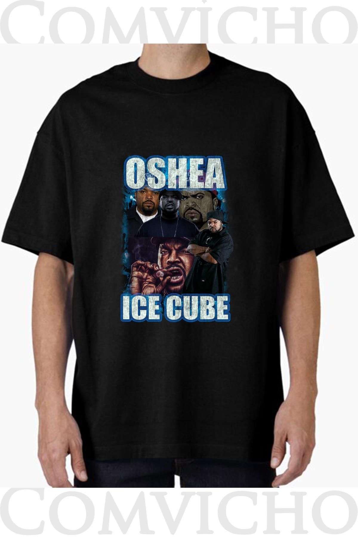 COMVİCHO Unisex ıce cube v12 Tasarım Baskılı Oversize Tişört