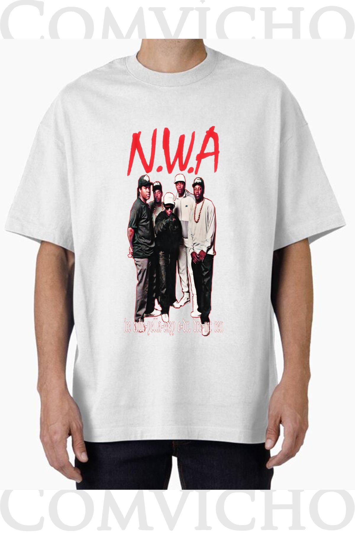 COMVİCHO Unisex n.w.a v1 Tasarım Baskılı Oversize Tişört