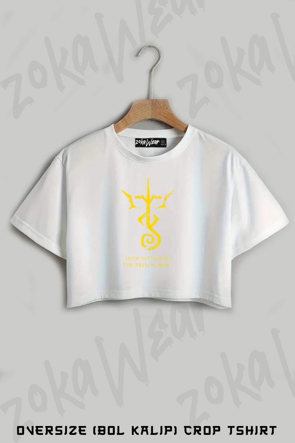 ZOKAWEAR Yellow Sign King In Yellow Baskılı Oversize Crop T-Shirt
