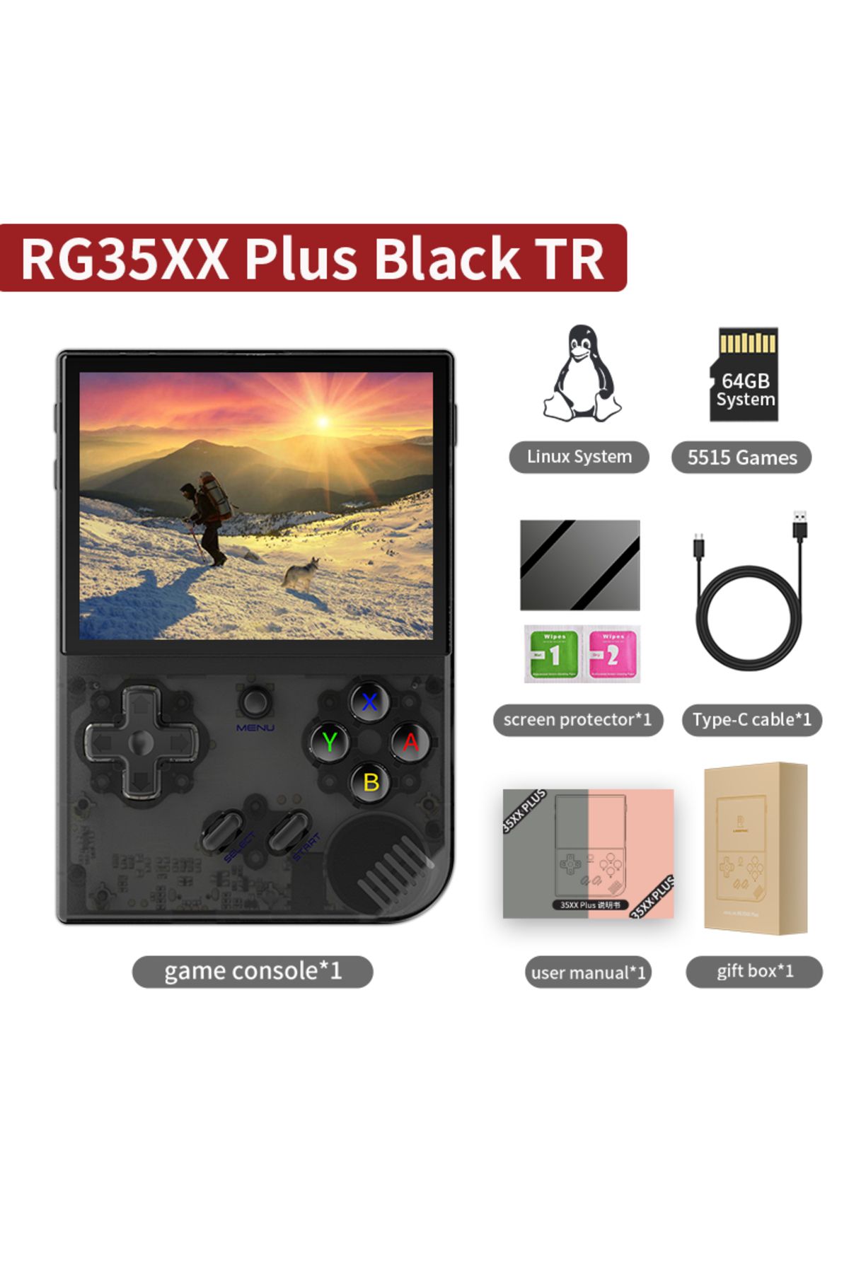 Choice-64G RG35XX Plus Black T ANBERNIC RG35XX Plus/RG35XX Retro Handheld Game Console 3.5″ IPS Screen Linu 1