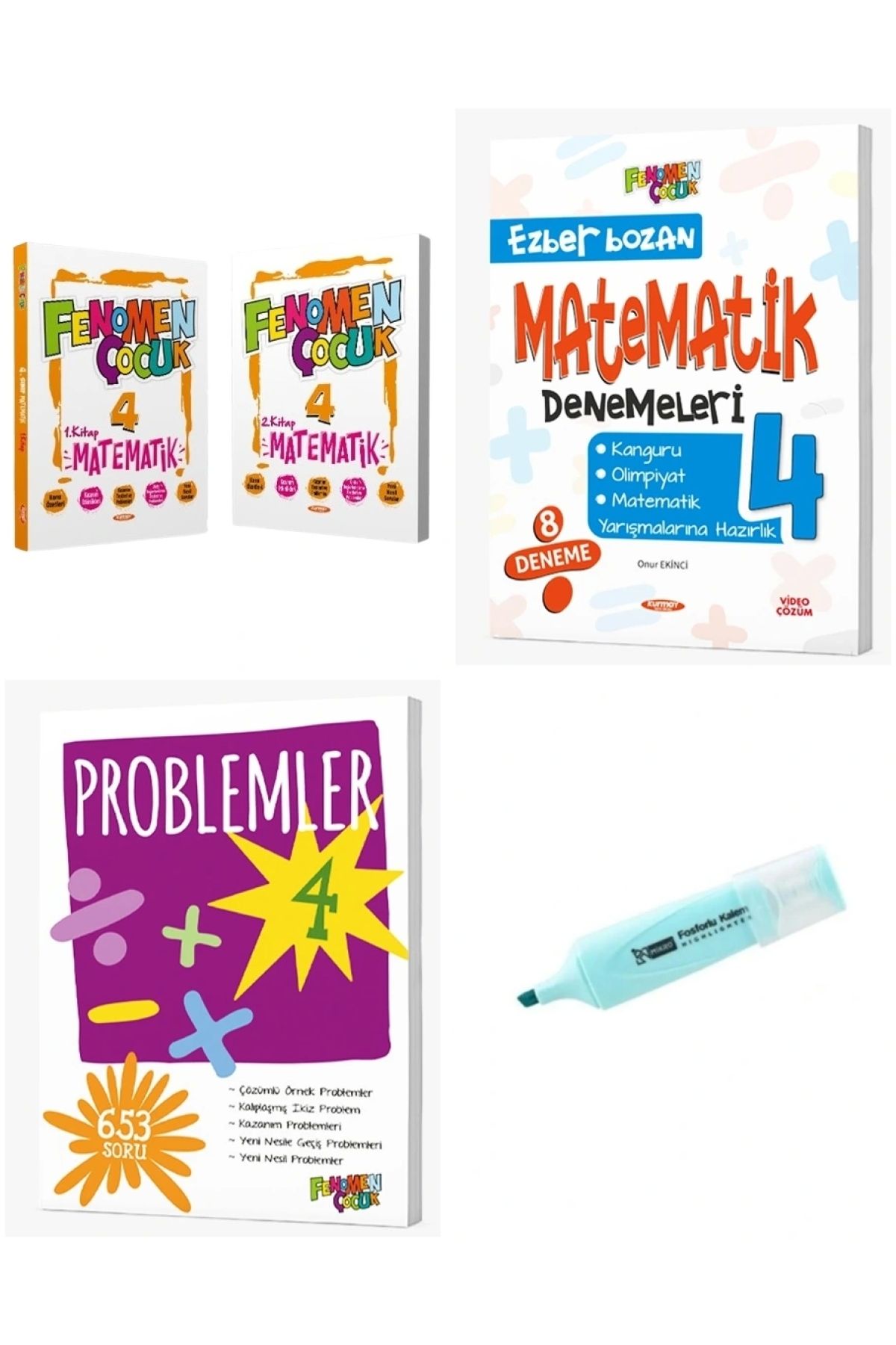 Fenomen Yayıncılık 4.Sınıf Matematik-1,-2 Problemler Soru Bankası ve Matematik Deneme