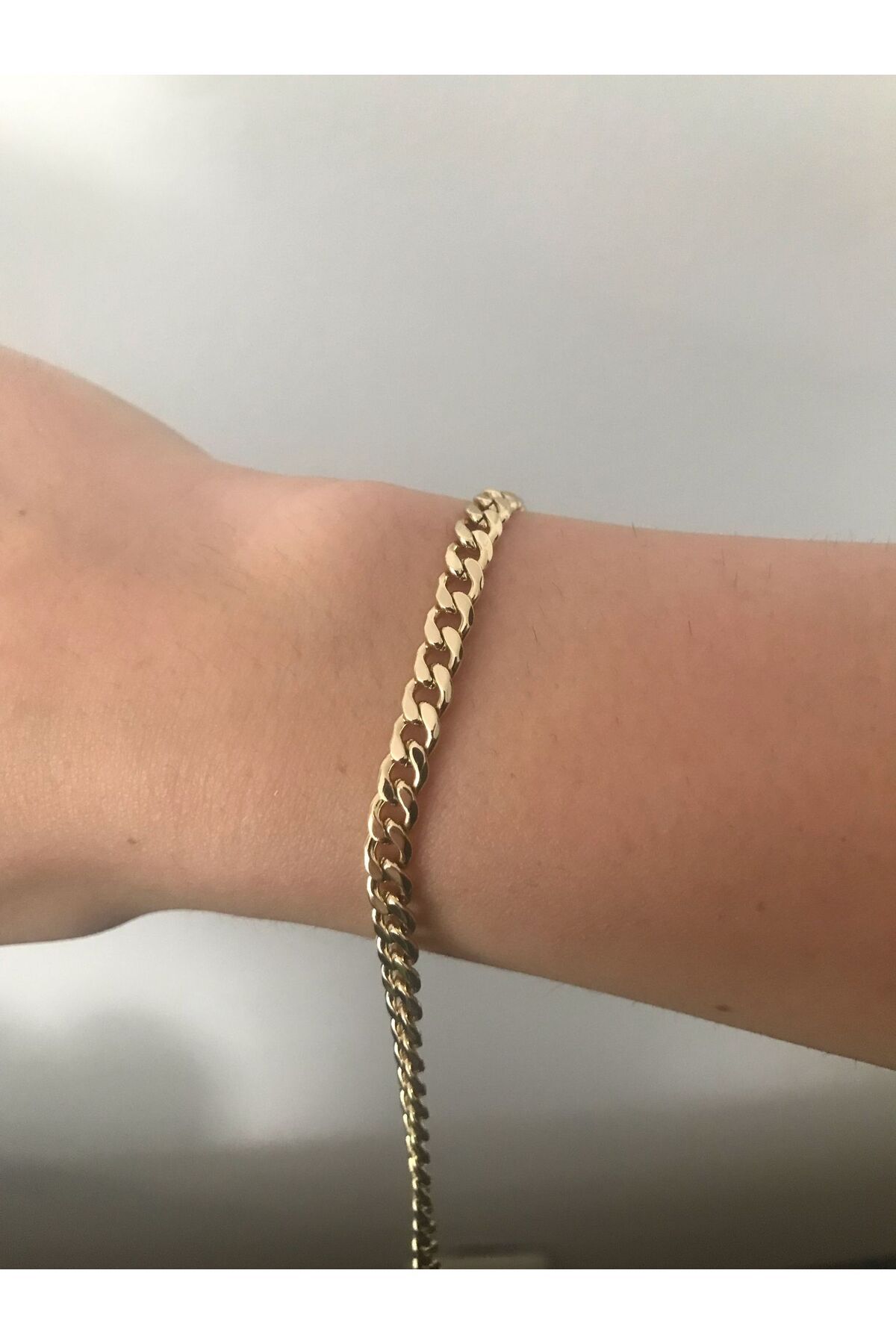 shop PASLANMAZ ÇELİK GOLD PARLAK 316L KARARMAZ İNCE ÖRME BİLEKLİK