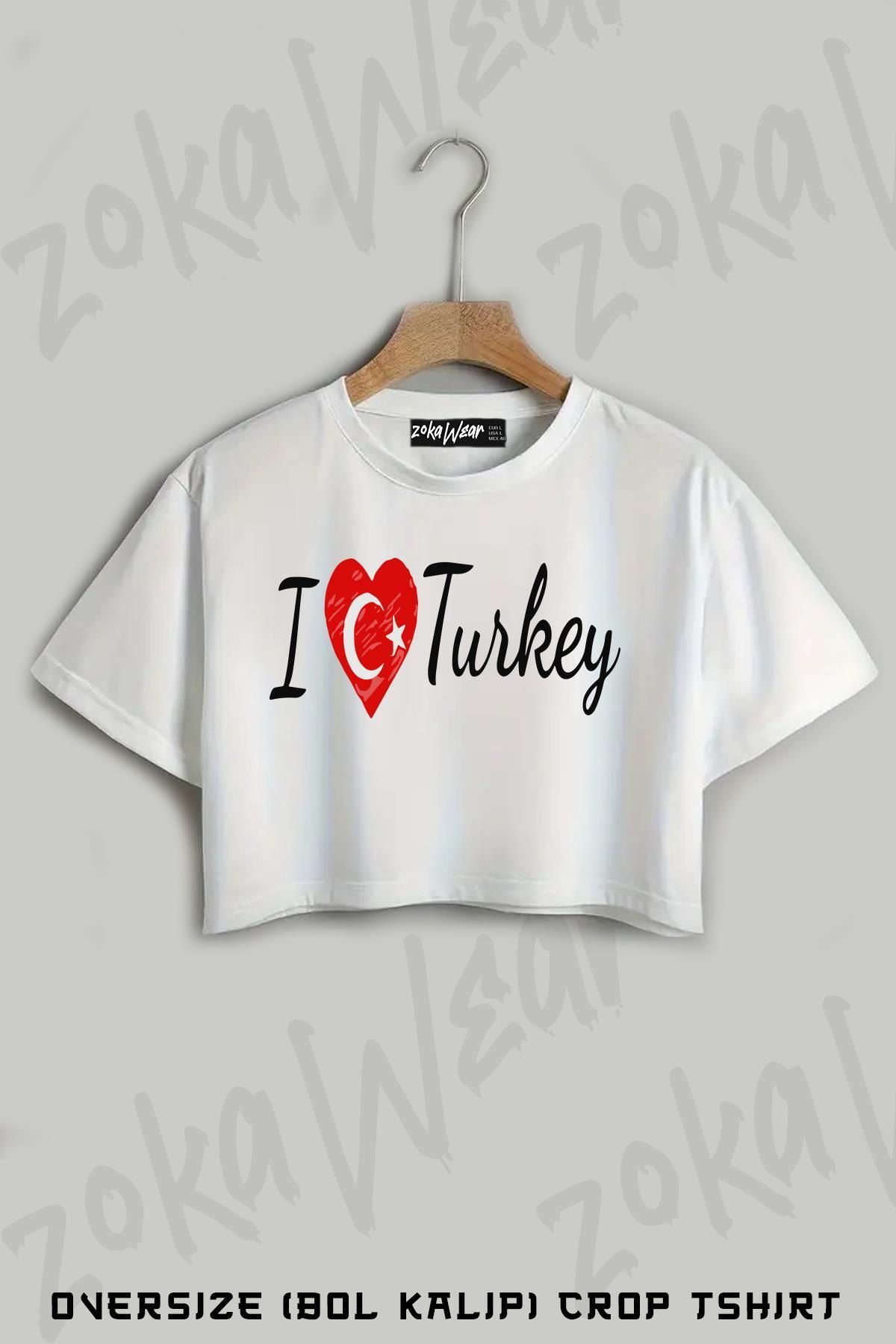 ZOKAWEAR Türkiye2 Baskılı Oversize Crop T-Shirt