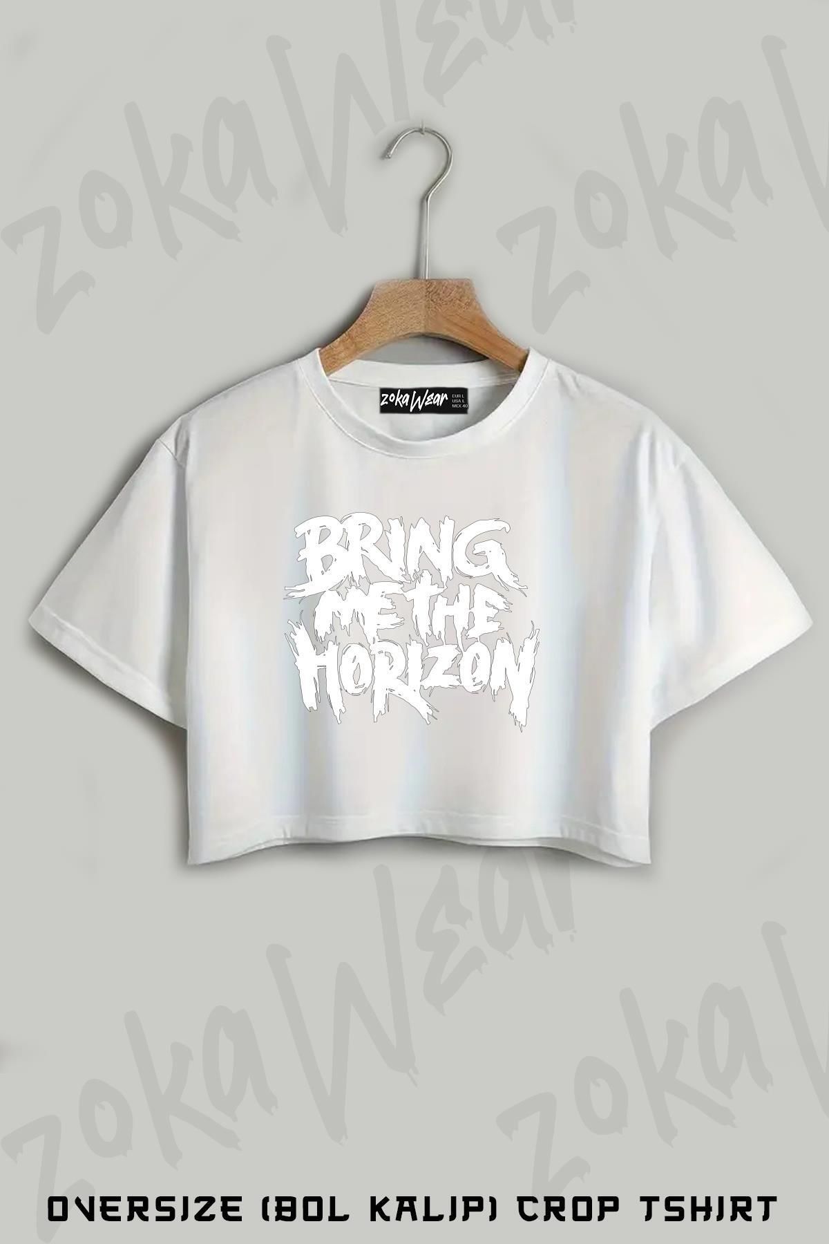 ZOKAWEAR Bring Me The Horizon, Rock, Metal Baskılı Oversize Crop T-Shirt