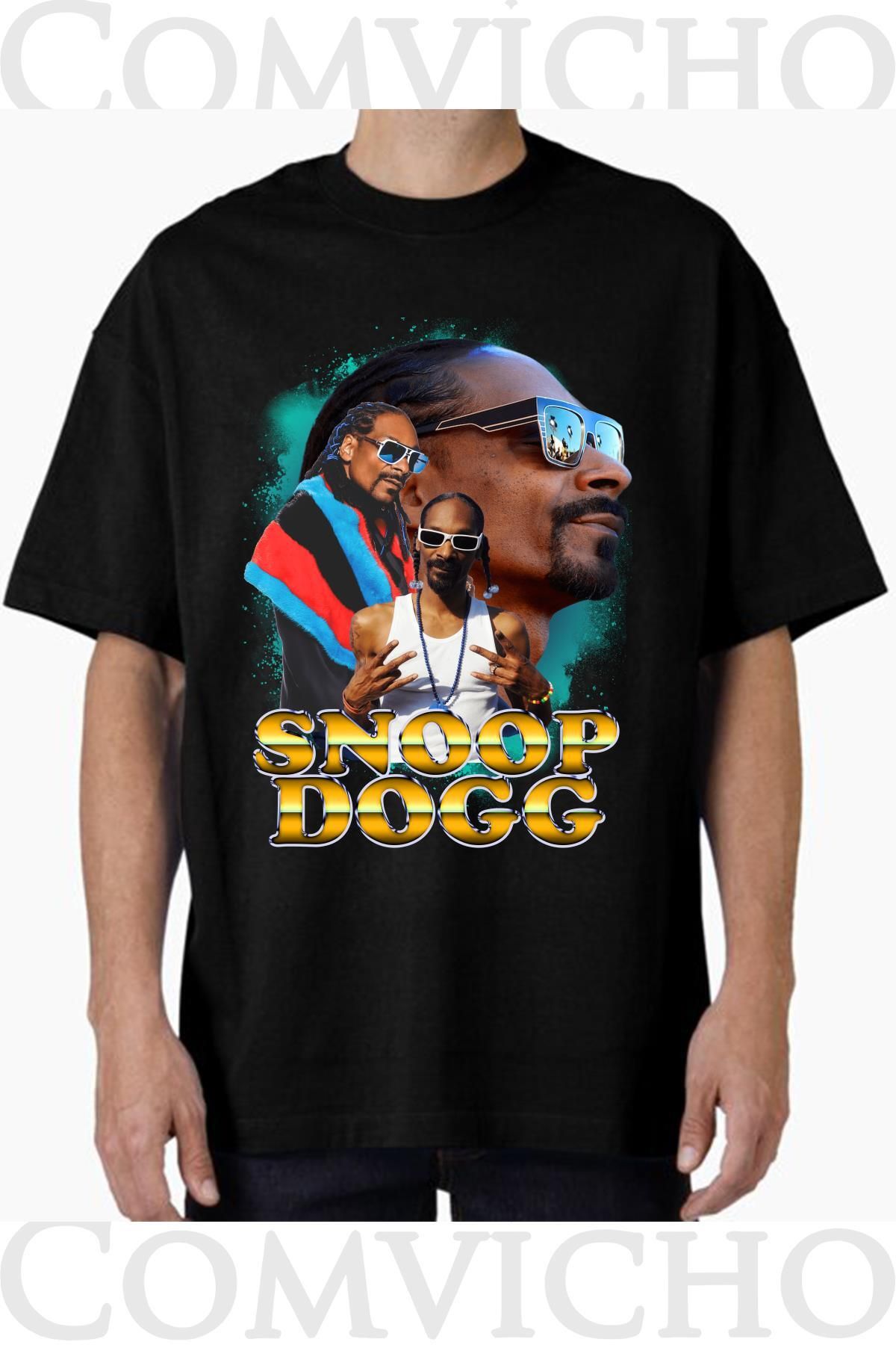 COMVİCHO Unisex snoop dogg v15 Tasarım Baskılı Oversize Tişört