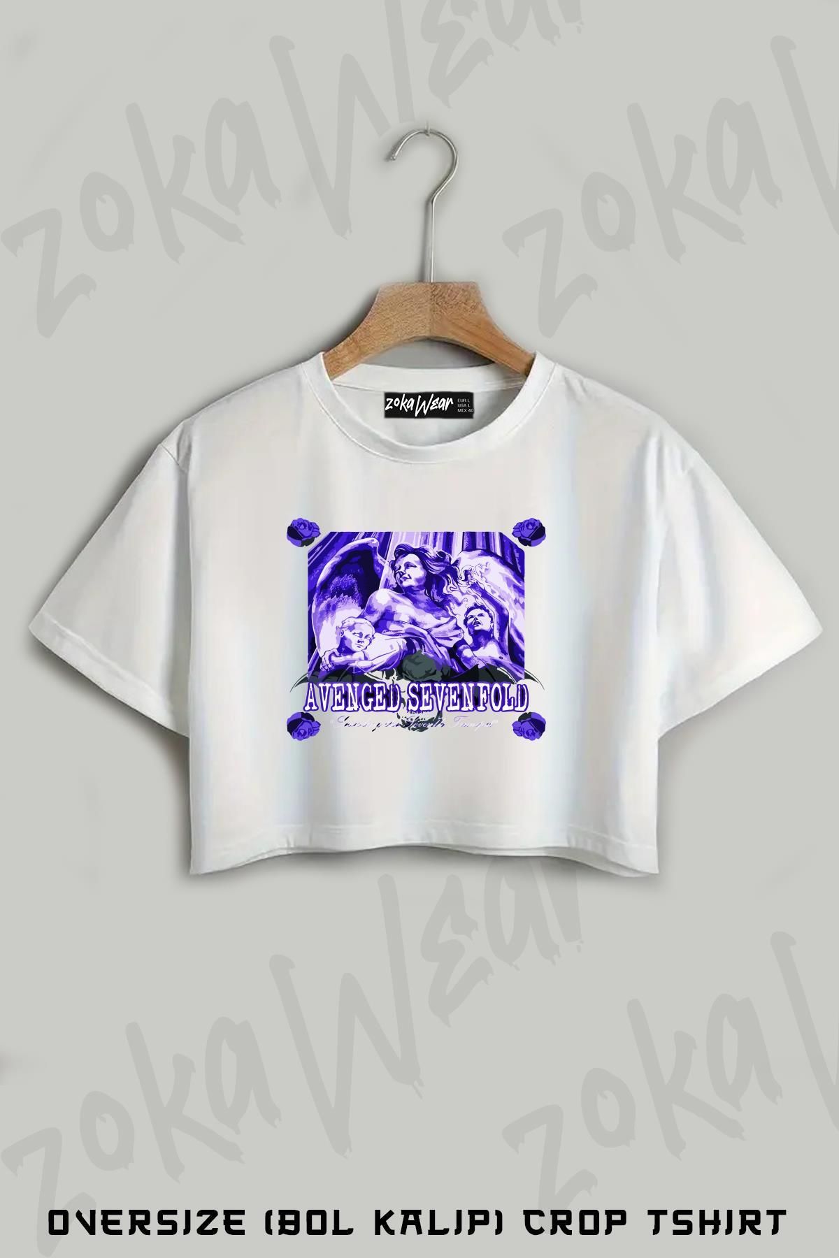ZOKAWEAR Avenged Sevenfold 5 Baskılı Oversize Crop T-Shirt