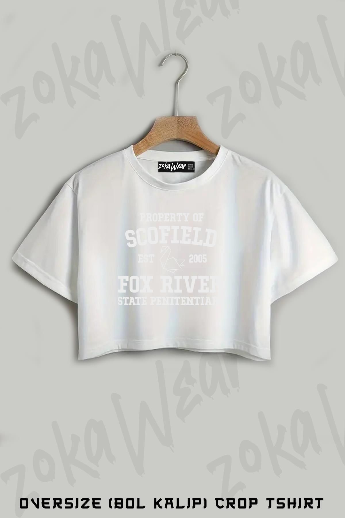 ZOKAWEAR Prison Break Scofield Baskılı Oversize Crop T-Shirt
