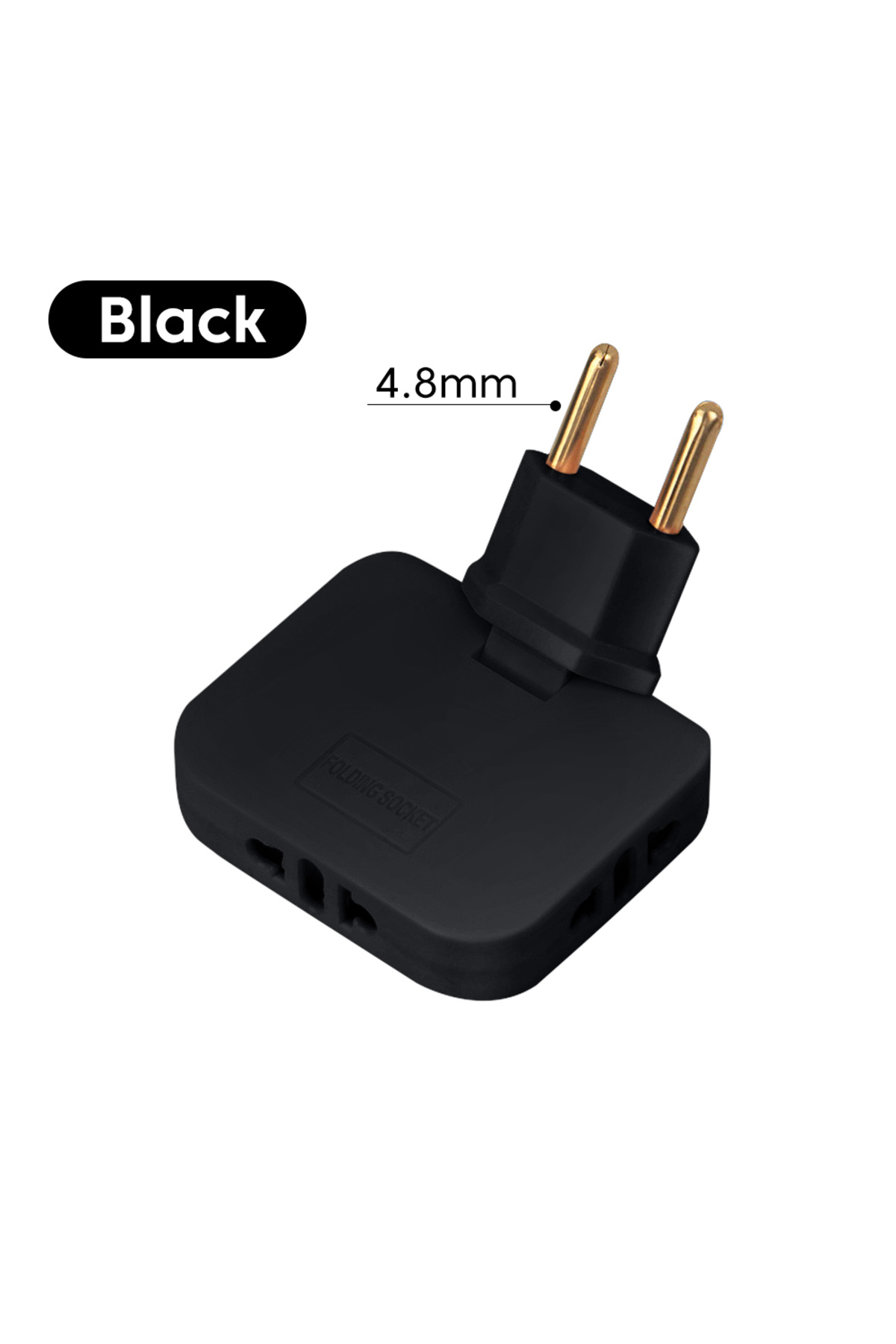 Choice-Black 4.8mm 180 Degree Rotatable Socket 3-in-1 EU Plug Converter Travel EU Extension Plug Multi-Plug 1