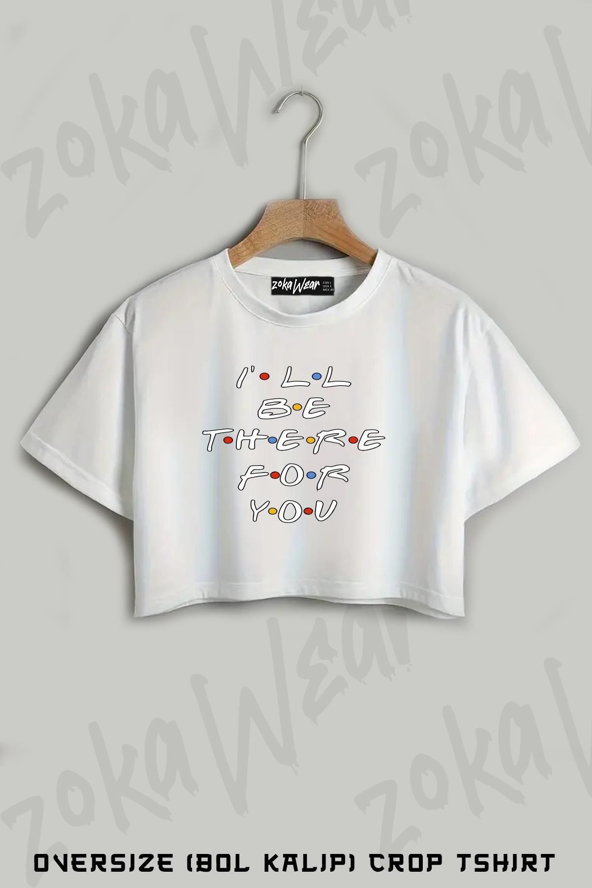 ZOKAWEAR There Friends Baskılı Oversize Crop T-Shirt