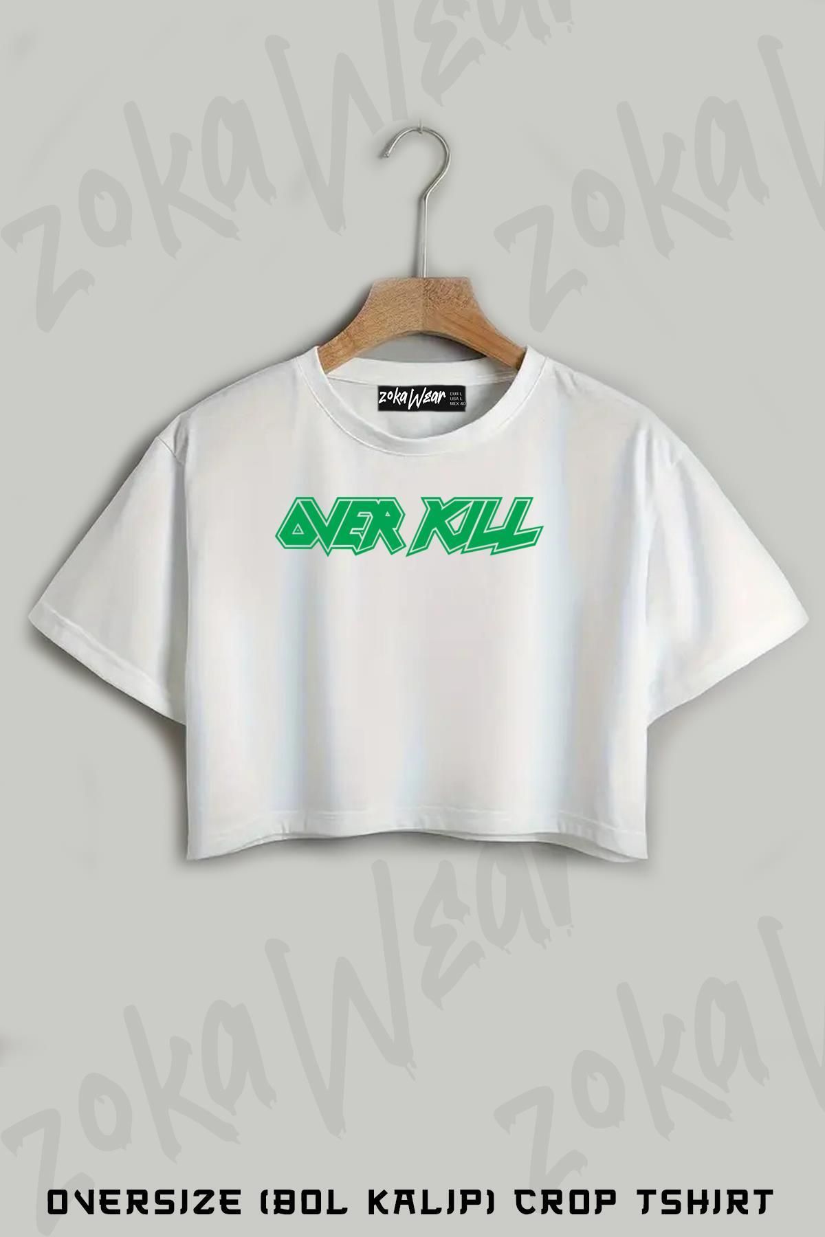 ZOKAWEAR Overkill Baskılı Oversize Crop T-Shirt