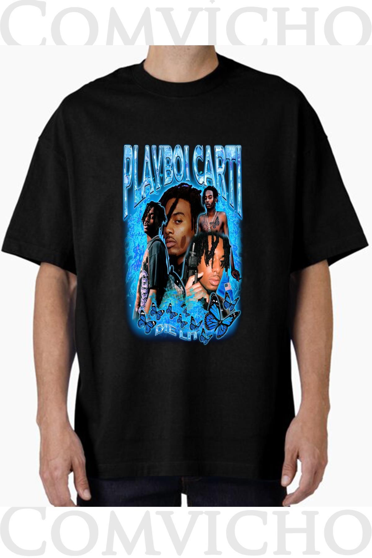 COMVİCHO Unisex playboı cartı v1 Tasarım Baskılı Oversize Tişört