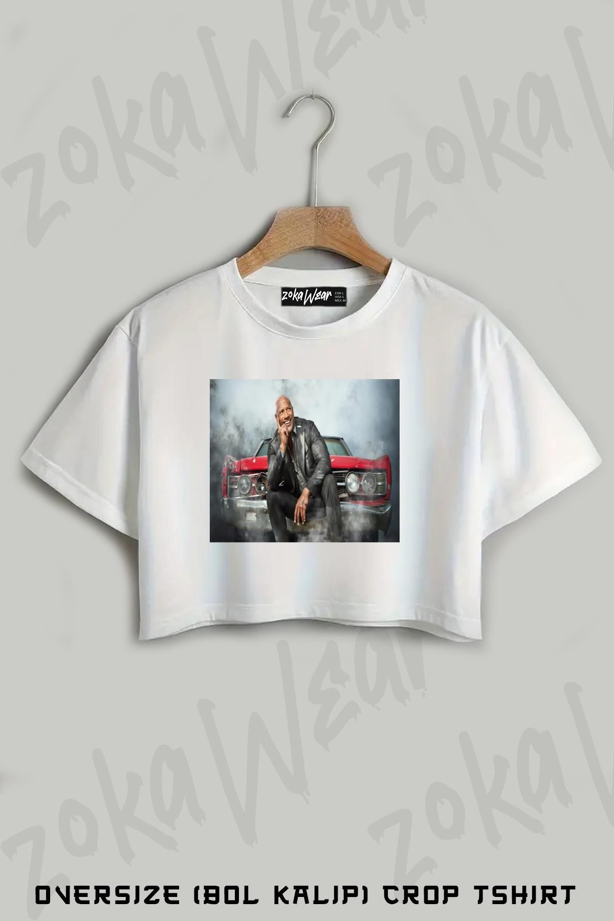 ZOKAWEAR Dwayne Johnson As Luke Hobbs In Fast And Baskılı Oversize Crop T-Shirt