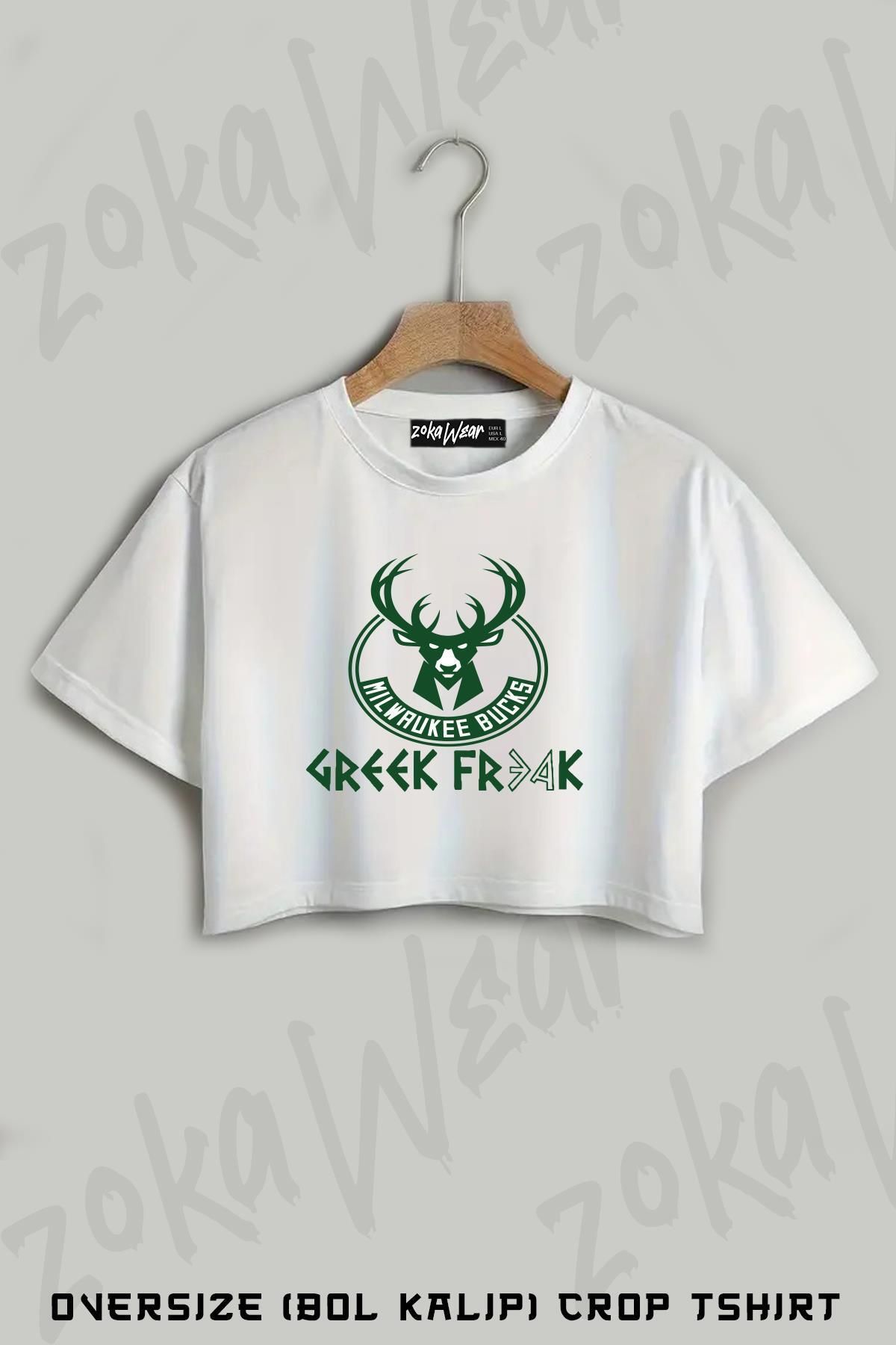 ZOKAWEAR Greek Freak Baskılı Oversize Crop T-Shirt