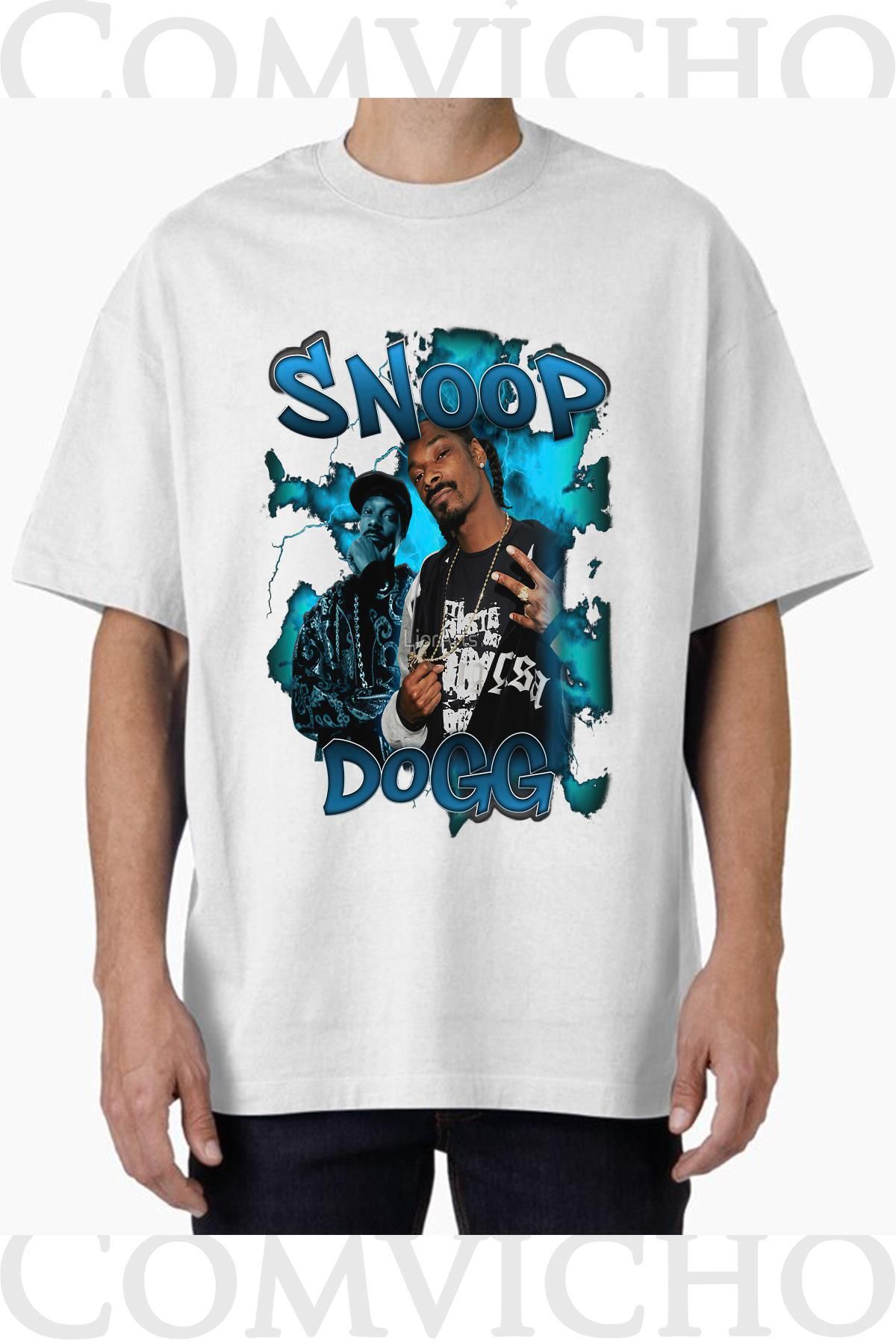 COMVİCHO Unisex snoop dogg v21 Tasarım Baskılı Oversize Tişört