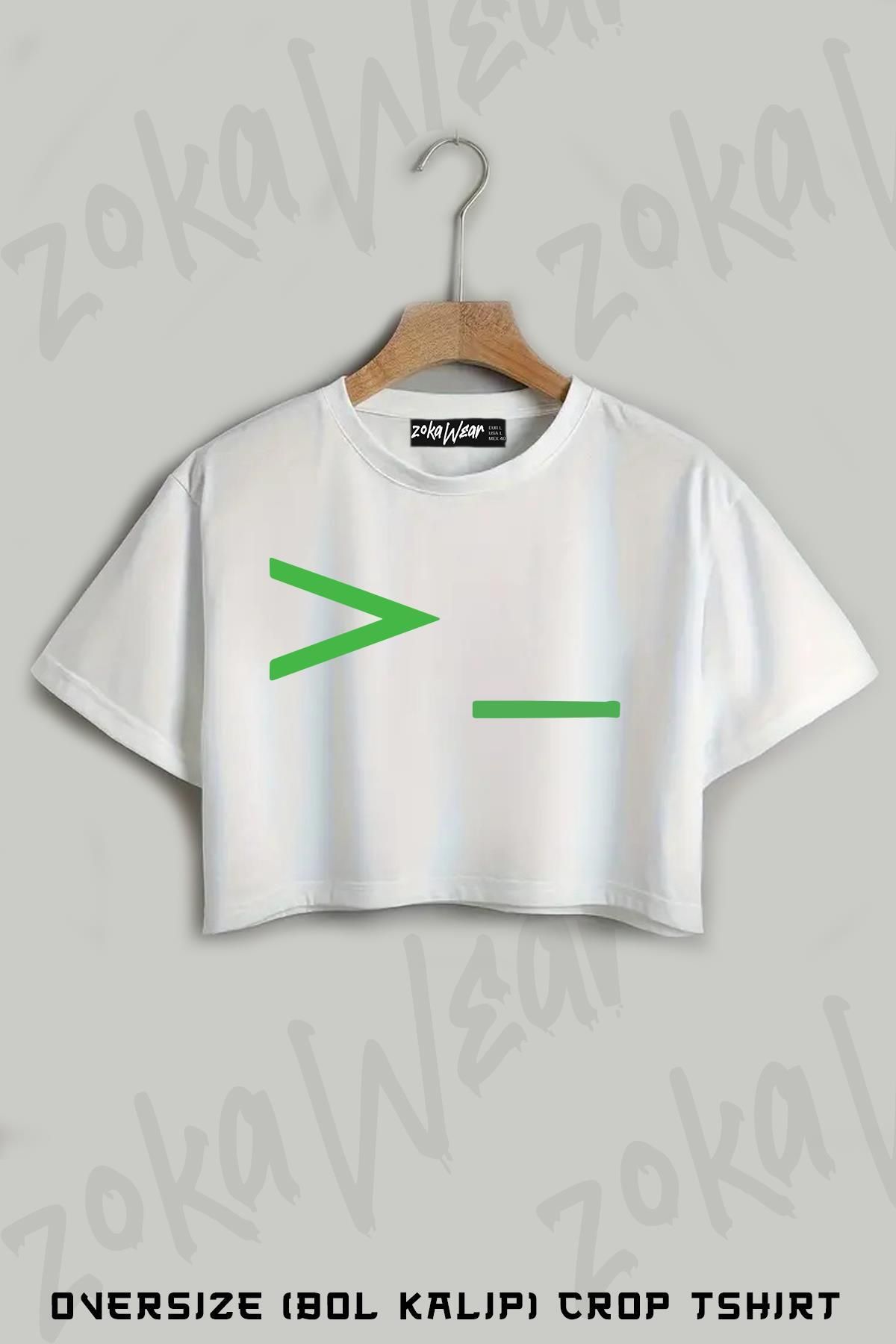 ZOKAWEAR Console Film The Matrix Baskılı Oversize Crop T-Shirt