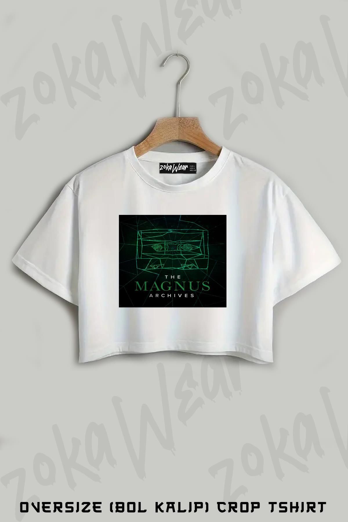 ZOKAWEAR The Magnus Archives Logo Baskılı Oversize Crop T-Shirt