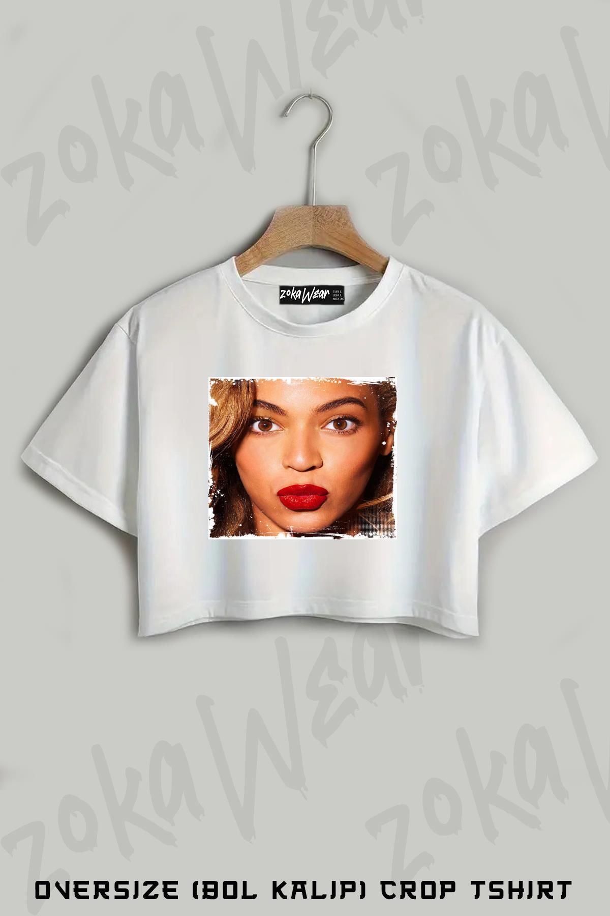ZOKAWEAR Beyonce Baskılı Oversize Crop T-Shirt