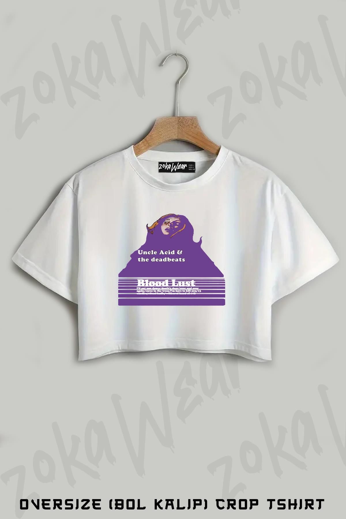 ZOKAWEAR Uncle Acid Baskılı Oversize Crop T-Shirt