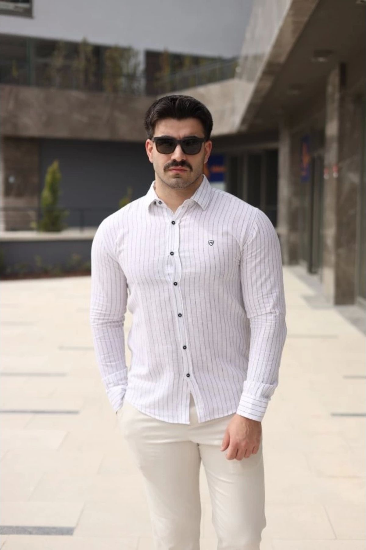 Butik Erkek çizgi Desenli Gömlek