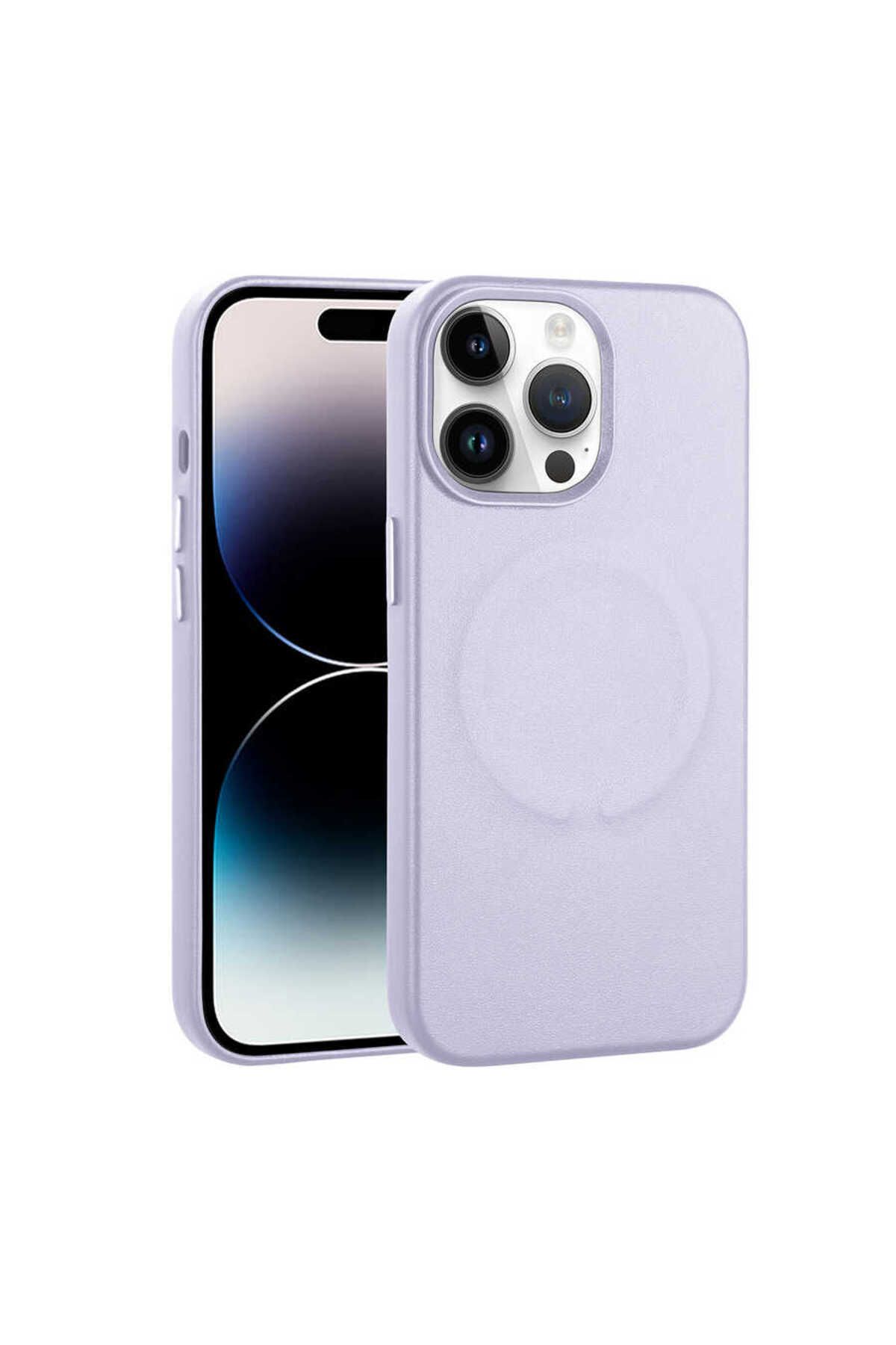 halkhouse Apple iPhone 14 Pro Kılıf PU Deri Magsafe Wireless Şarj Özellikli Şık Lüks Derix Kapak