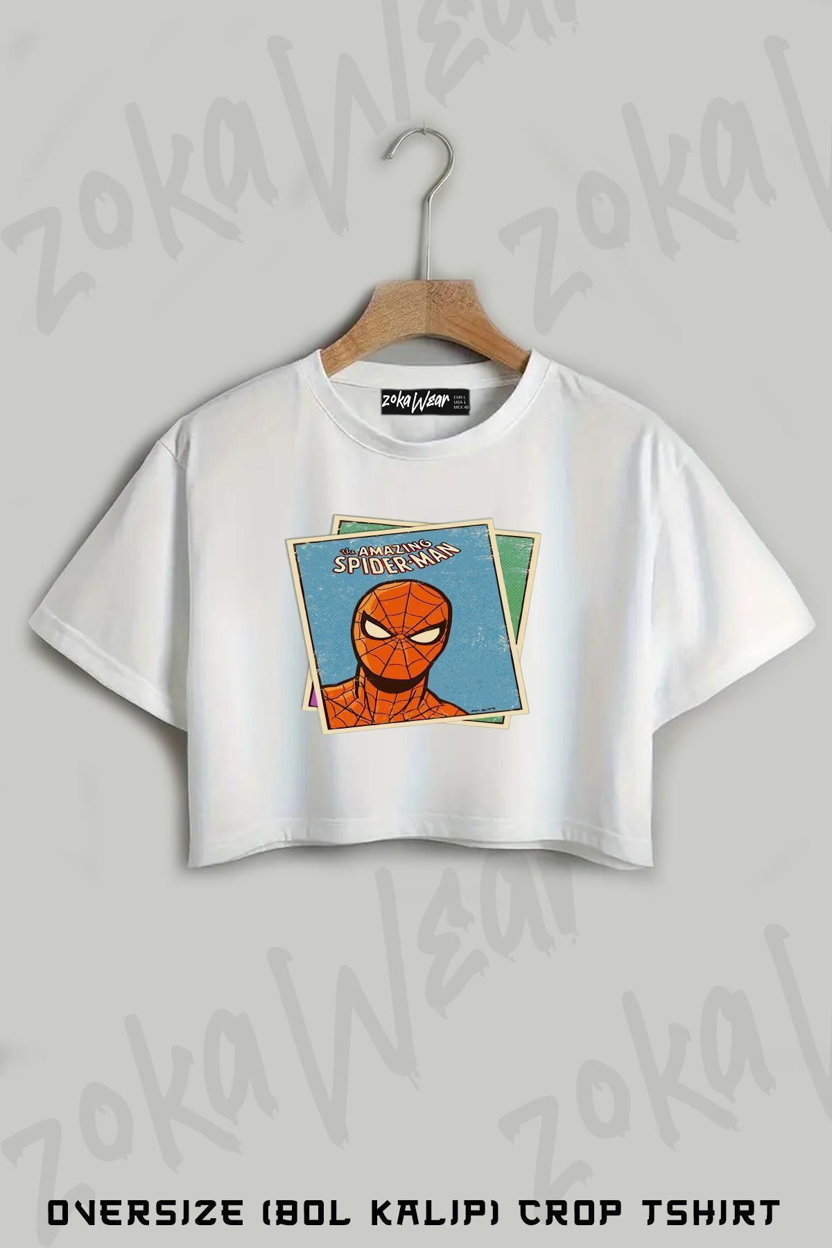 ZOKAWEAR Spiderman2 Baskılı Oversize Crop T-Shirt