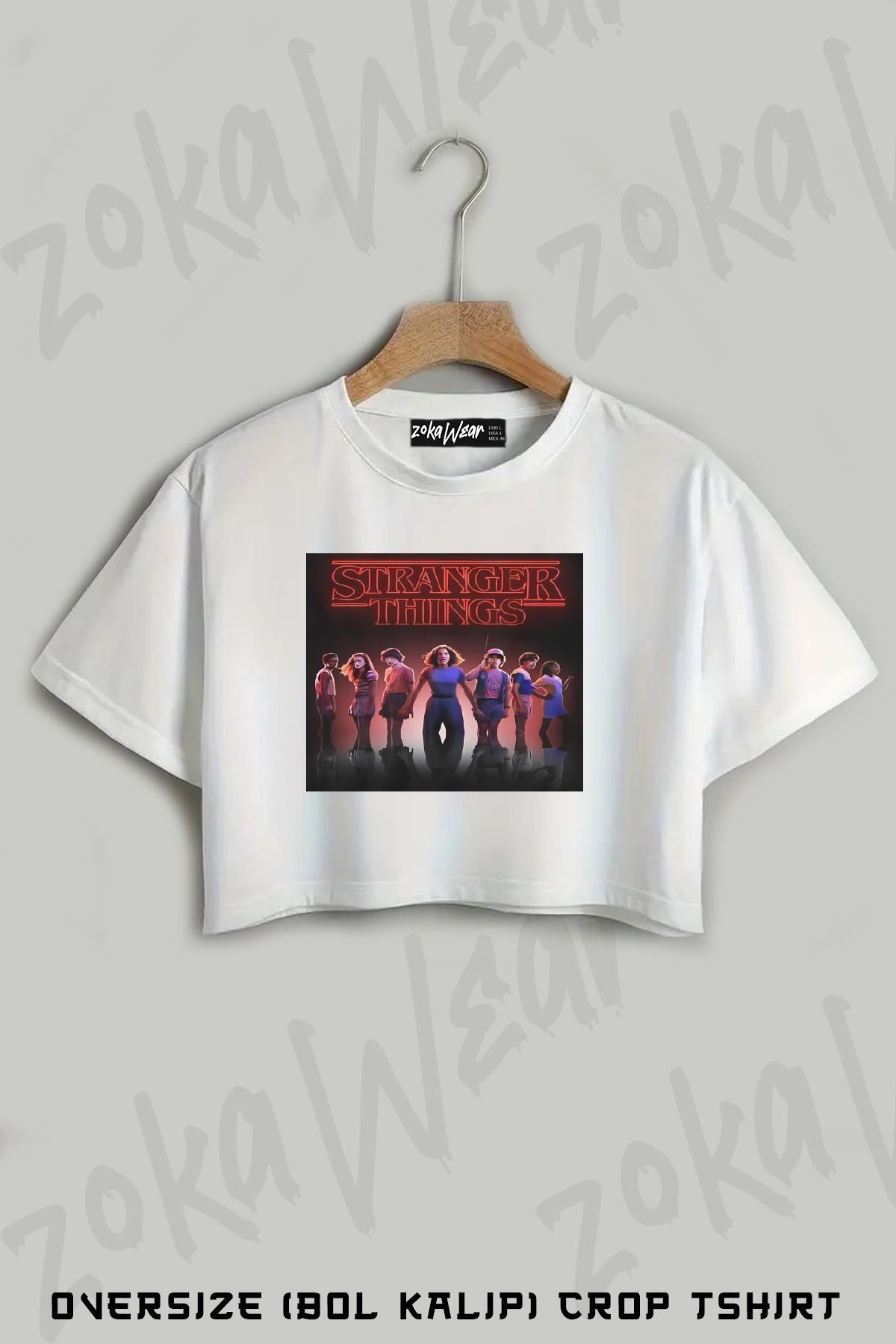 ZOKAWEAR Stranger Things The New Baskılı Oversize Crop T-Shirt