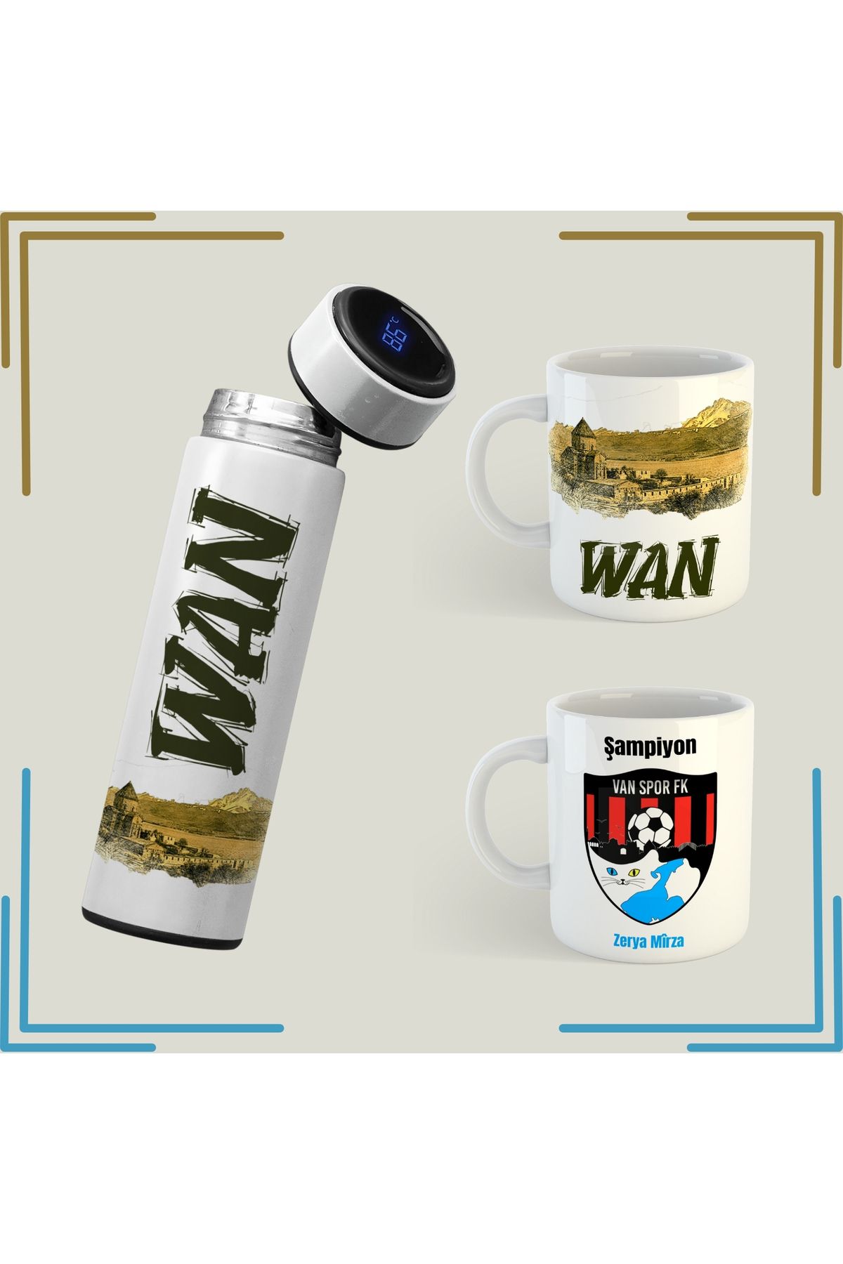 ZERYA İsme Özel Van Spor Kupası - Wan Van Akdamar Kilisesi Resimli Kupa ve Termos (İSİM İÇİN MESAJ ATINIZ)