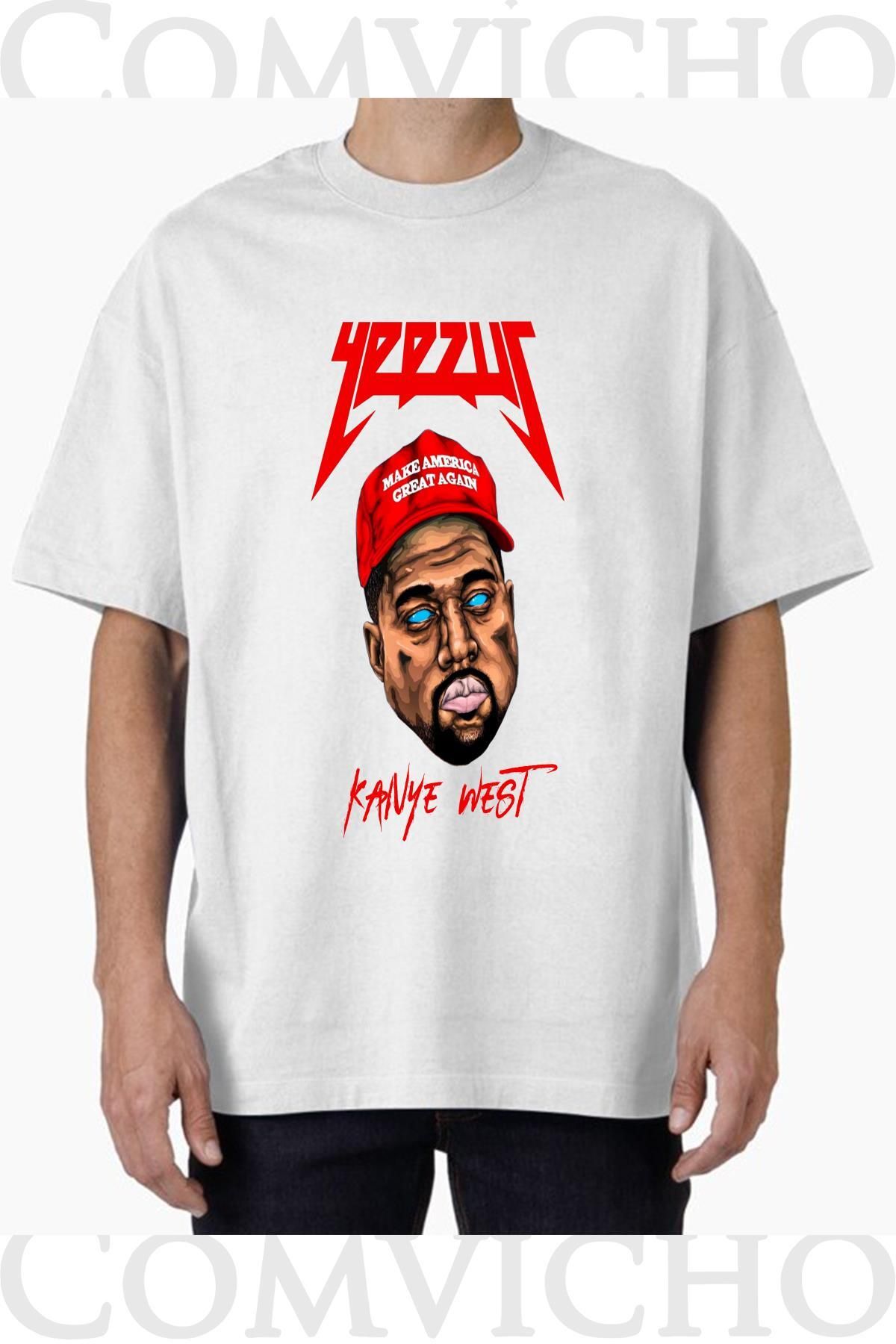 COMVİCHO Unisex kanye vest v1 Tasarım Baskılı Oversize Tişört